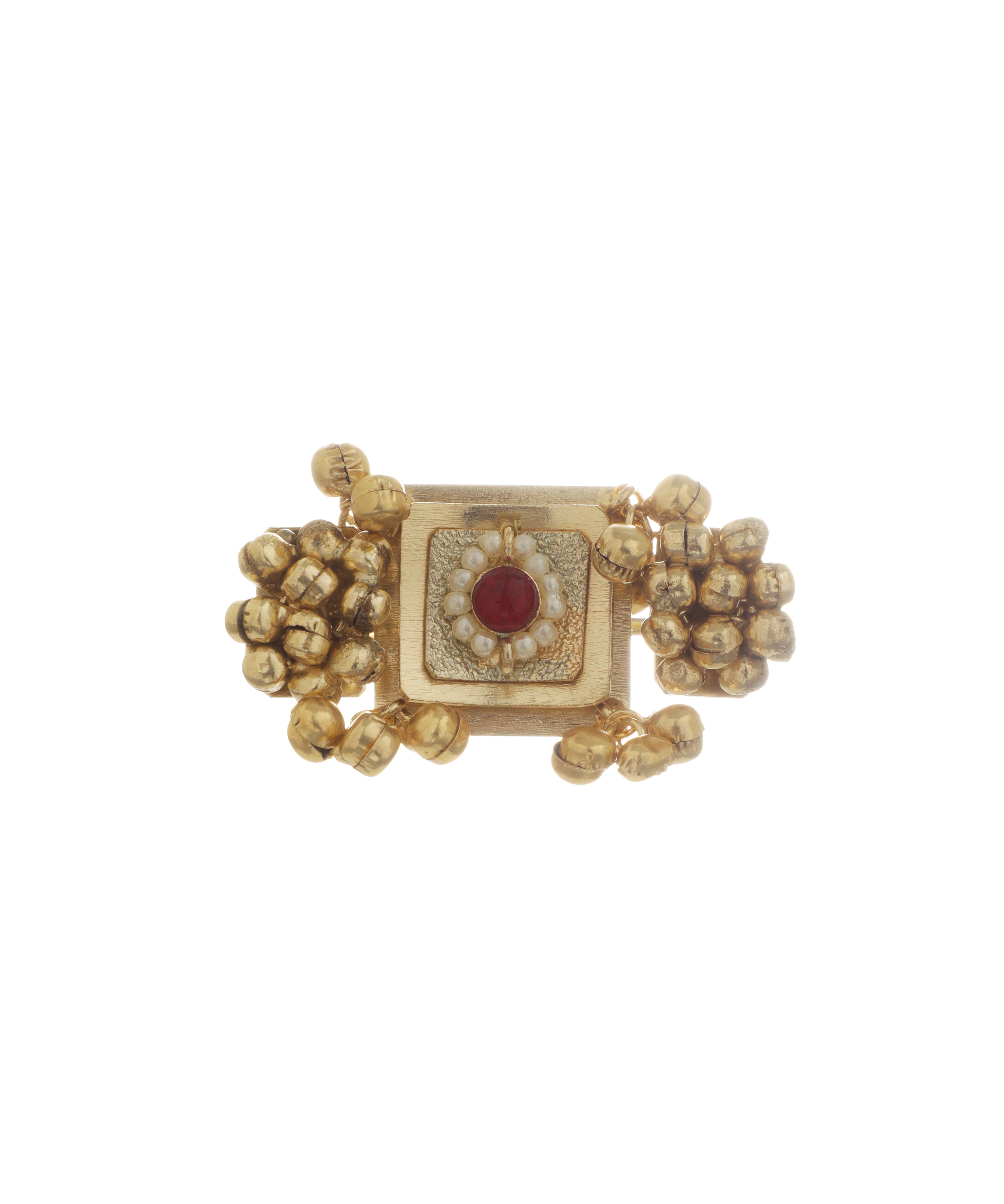 Statement Square Ethnic Double Finger Ring | Stylika