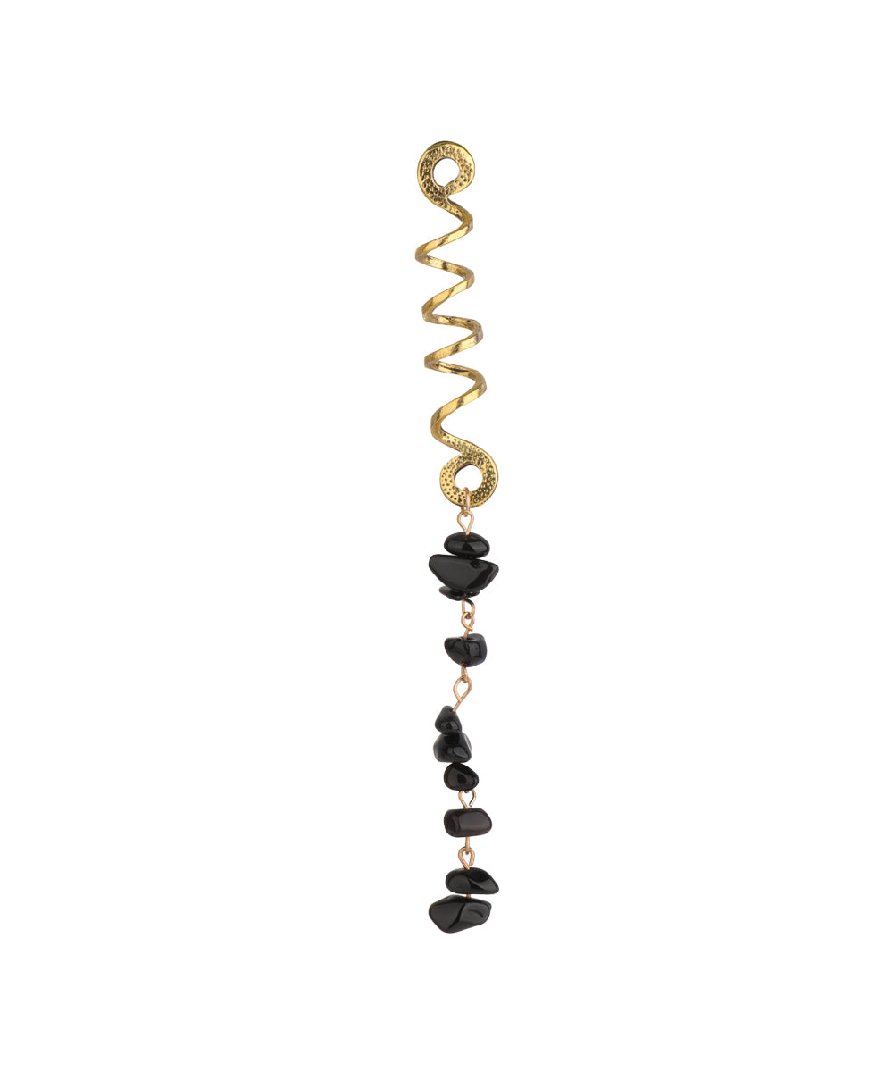 Long Spiral Black Stone Chip Hair Braidlet | Stylika