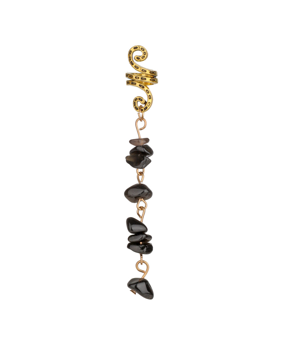 Black Stone Chip Scroll Hair Braidlet | Stylika