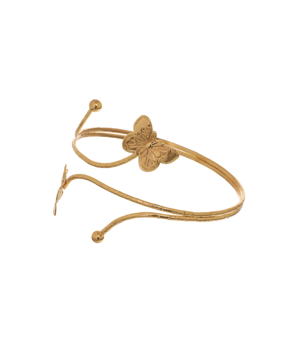 Textured Wraparound Coil Butterfly Design Arm Cuff | Stylika