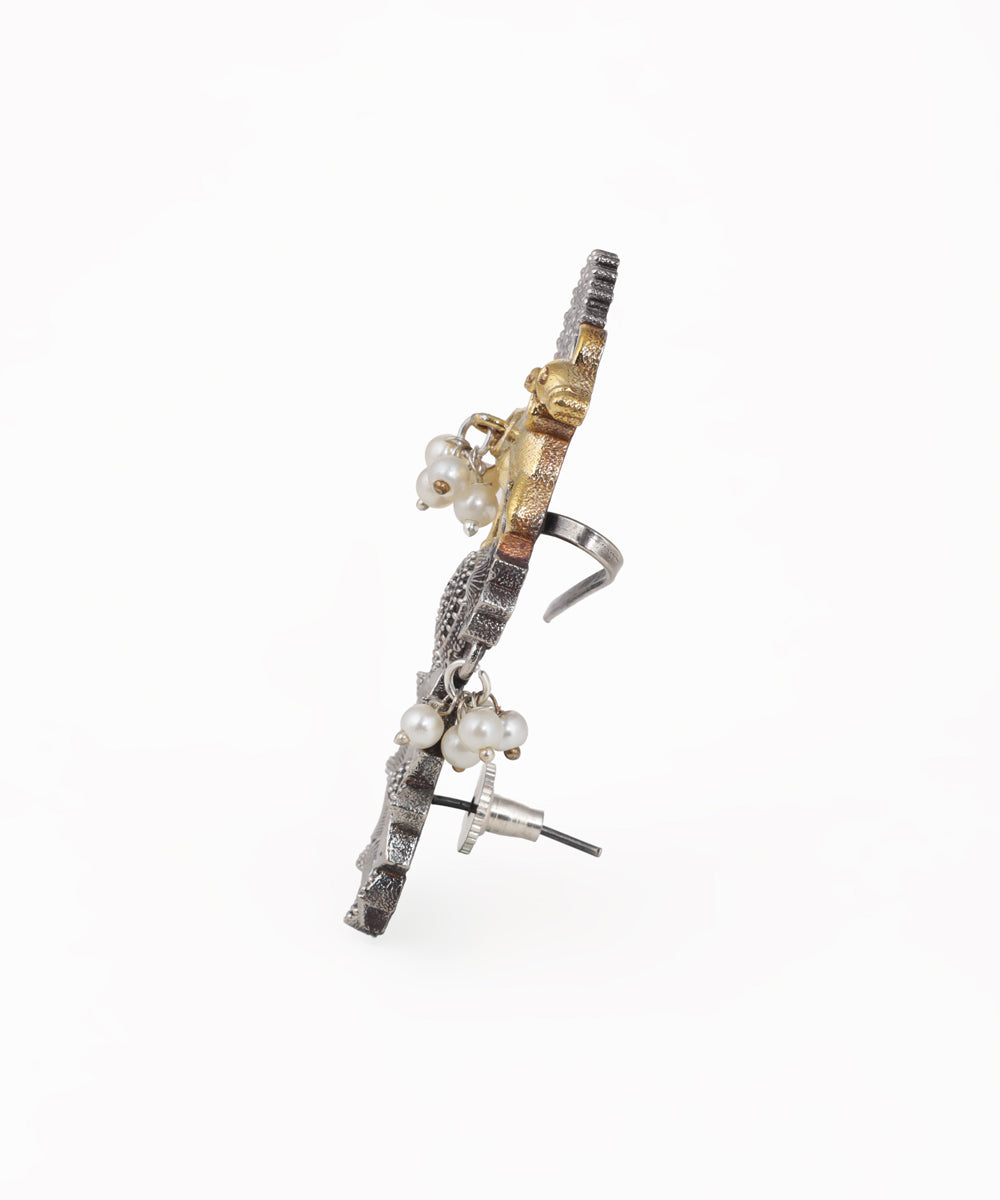 Traditional Oxidised Bull Floral Drop Earrings | Stylika