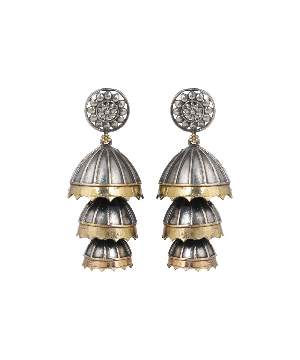 Signature Tiered Oxidised Jhumka Earrings for Women | Stylika