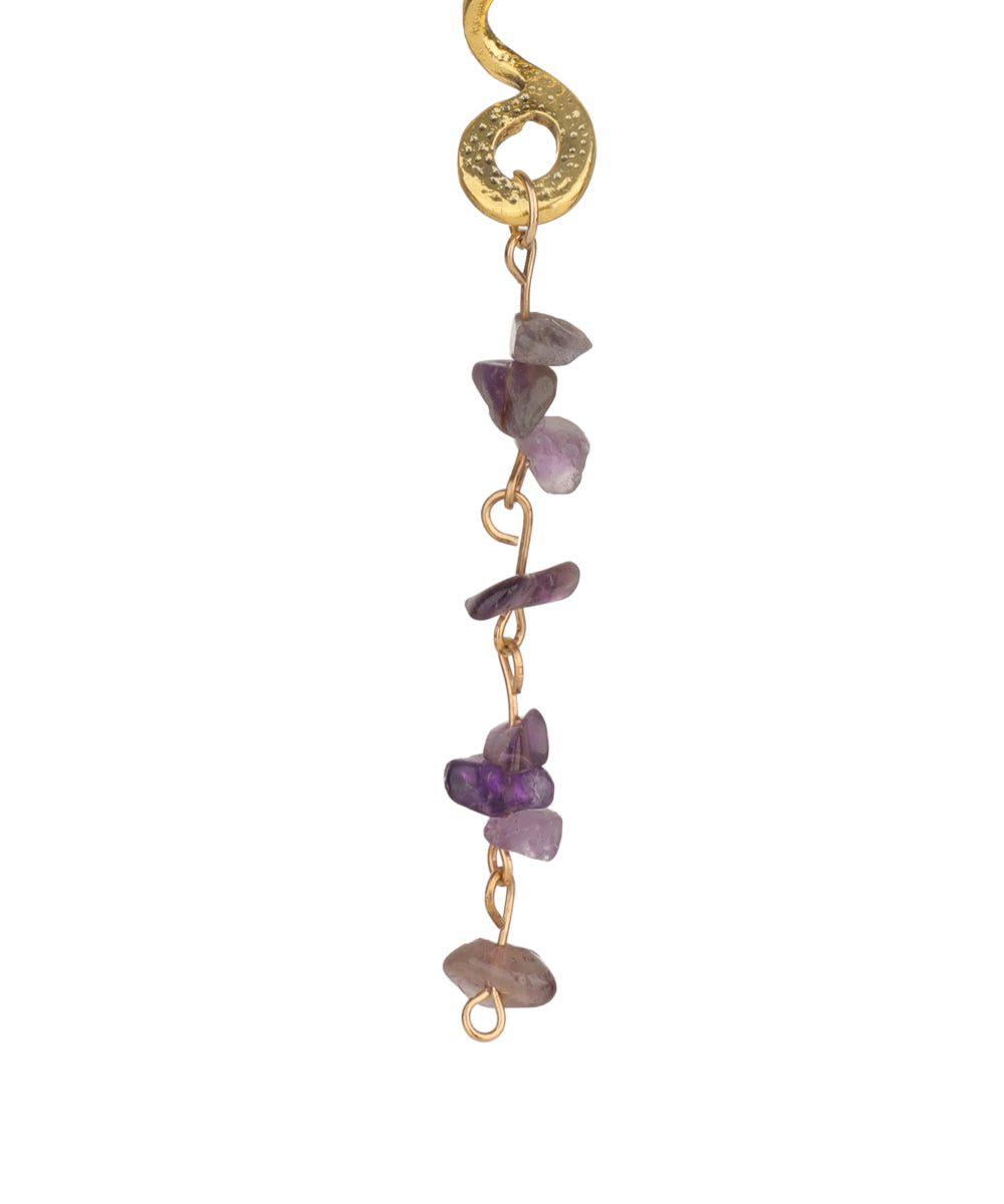 Long Spiral Muted Purple Stone Chip Hair Braidlet | Stylika