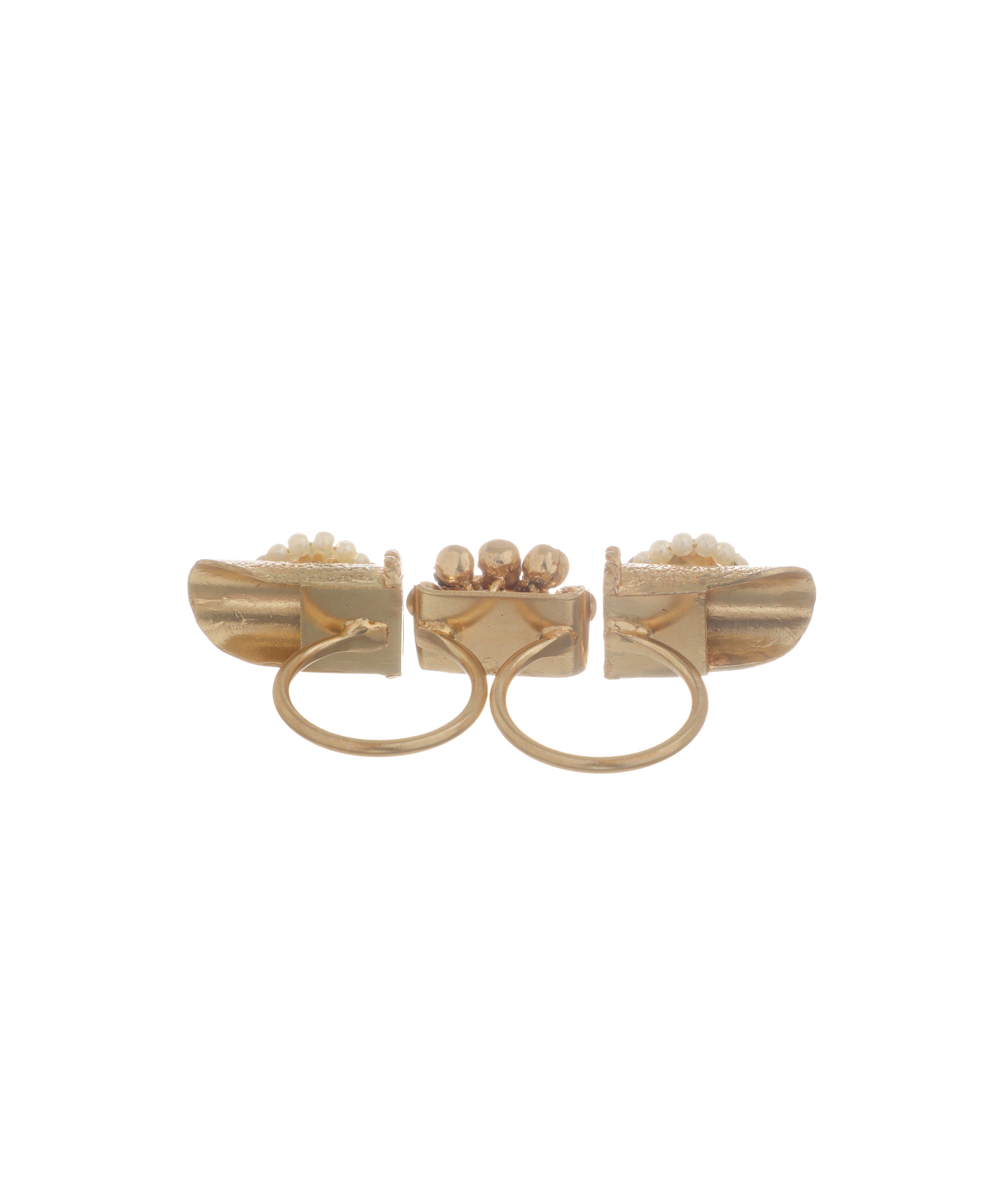Floral Bead Statement Ethnic Double Finger Ring | Stylika