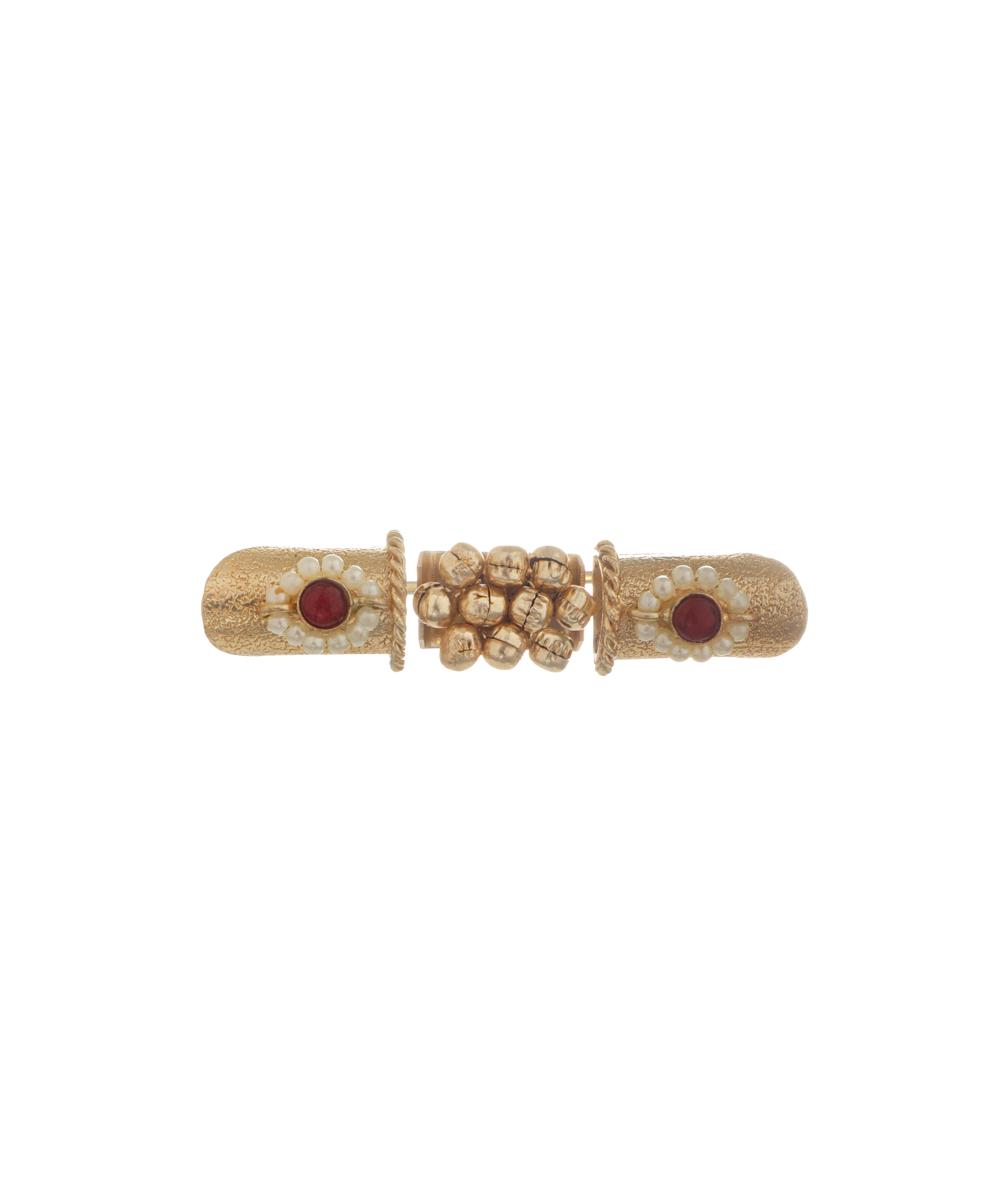 Floral Bead Statement Ethnic Double Finger Ring | Stylika