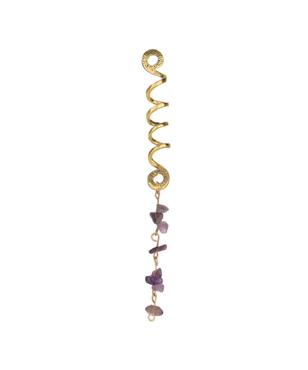 Long Spiral Muted Purple Stone Chip Hair Braidlet | Stylika