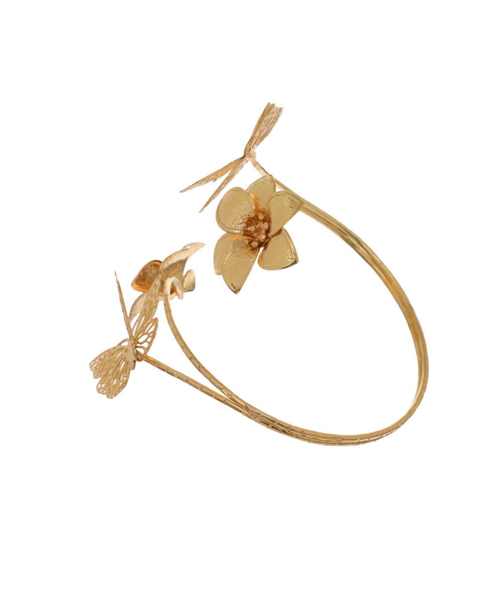 Sculpted Butterfly & Floral Motif Arm Cuff | Stylika