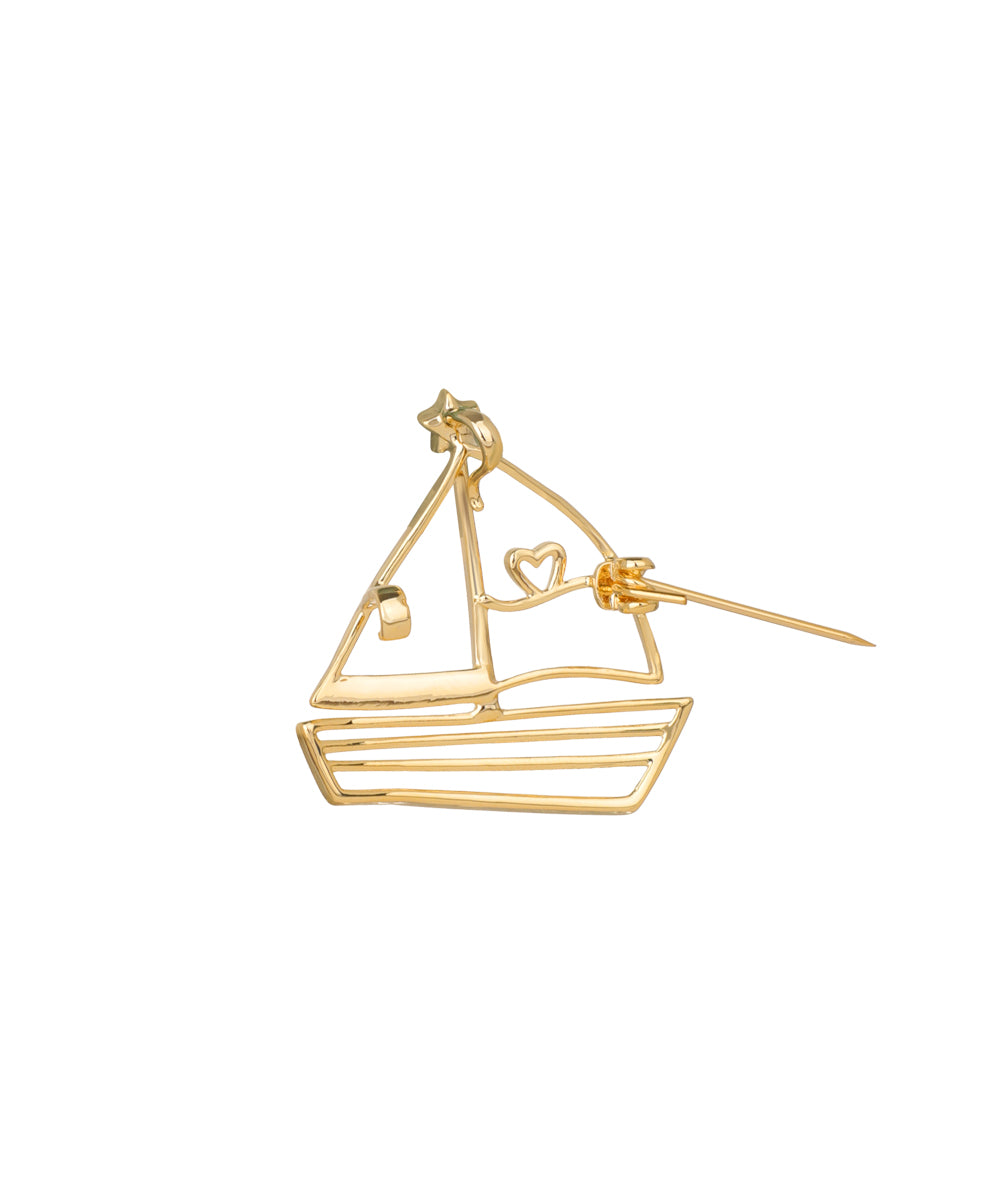 Sailboat With Star And Heart Brooch | Stylika