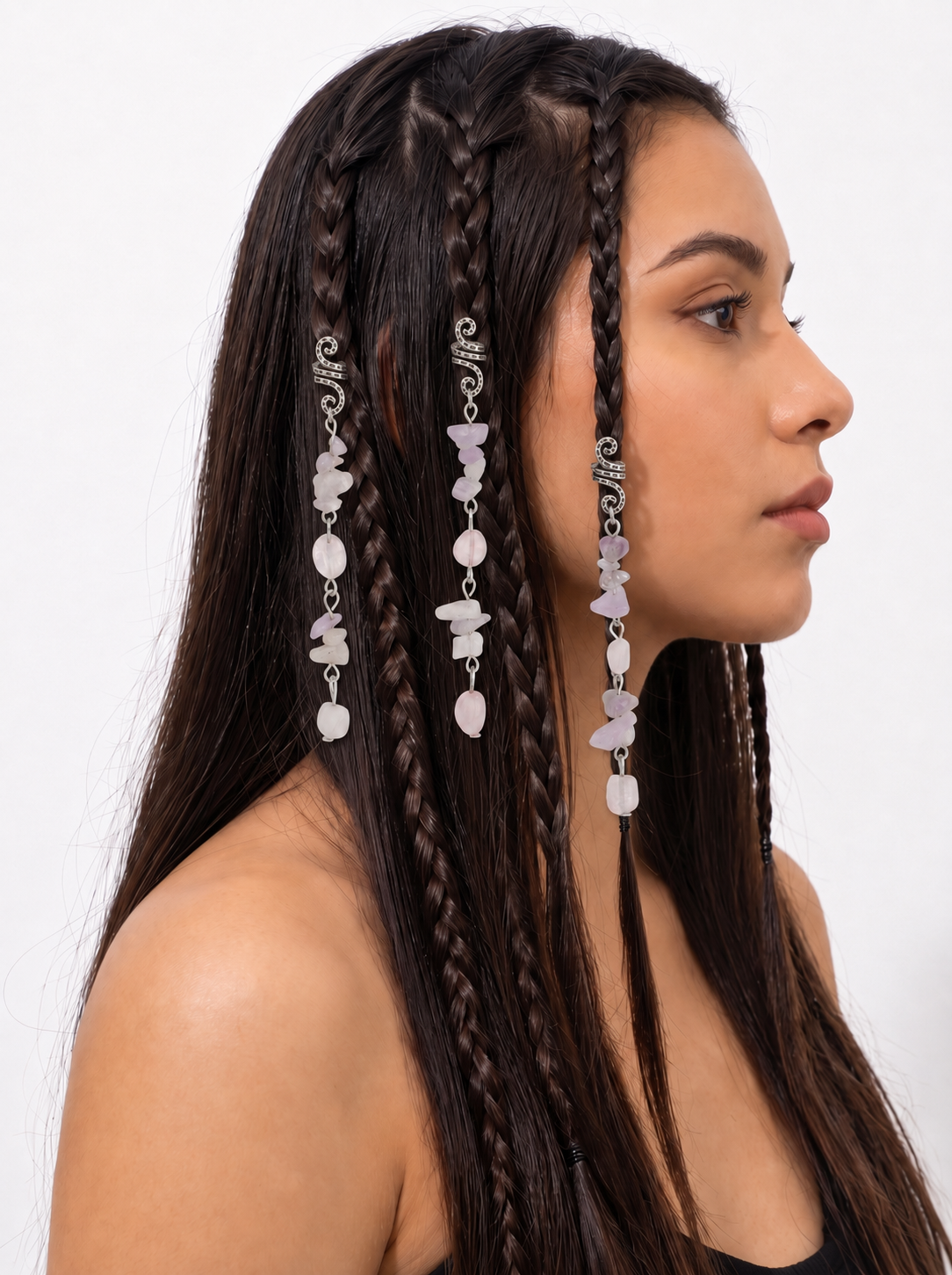 Soft Pink Stone Chip Scroll Hair Braidlet | Stylika