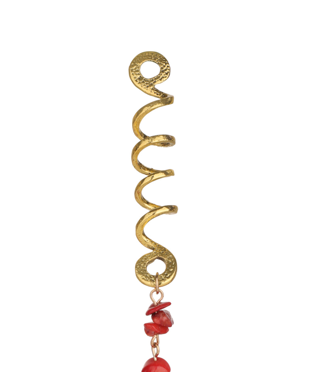 Long Spiral Red Stone Chip Hair Braidlet | Stylika