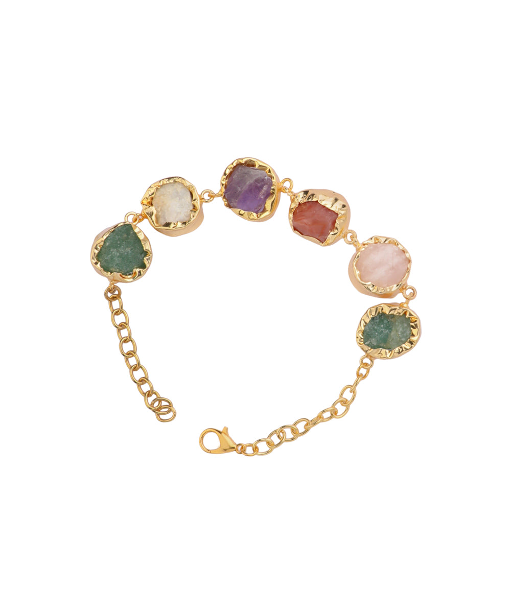 Multi Stone Uncut Rough Stone Chain Bracelet | Stylika