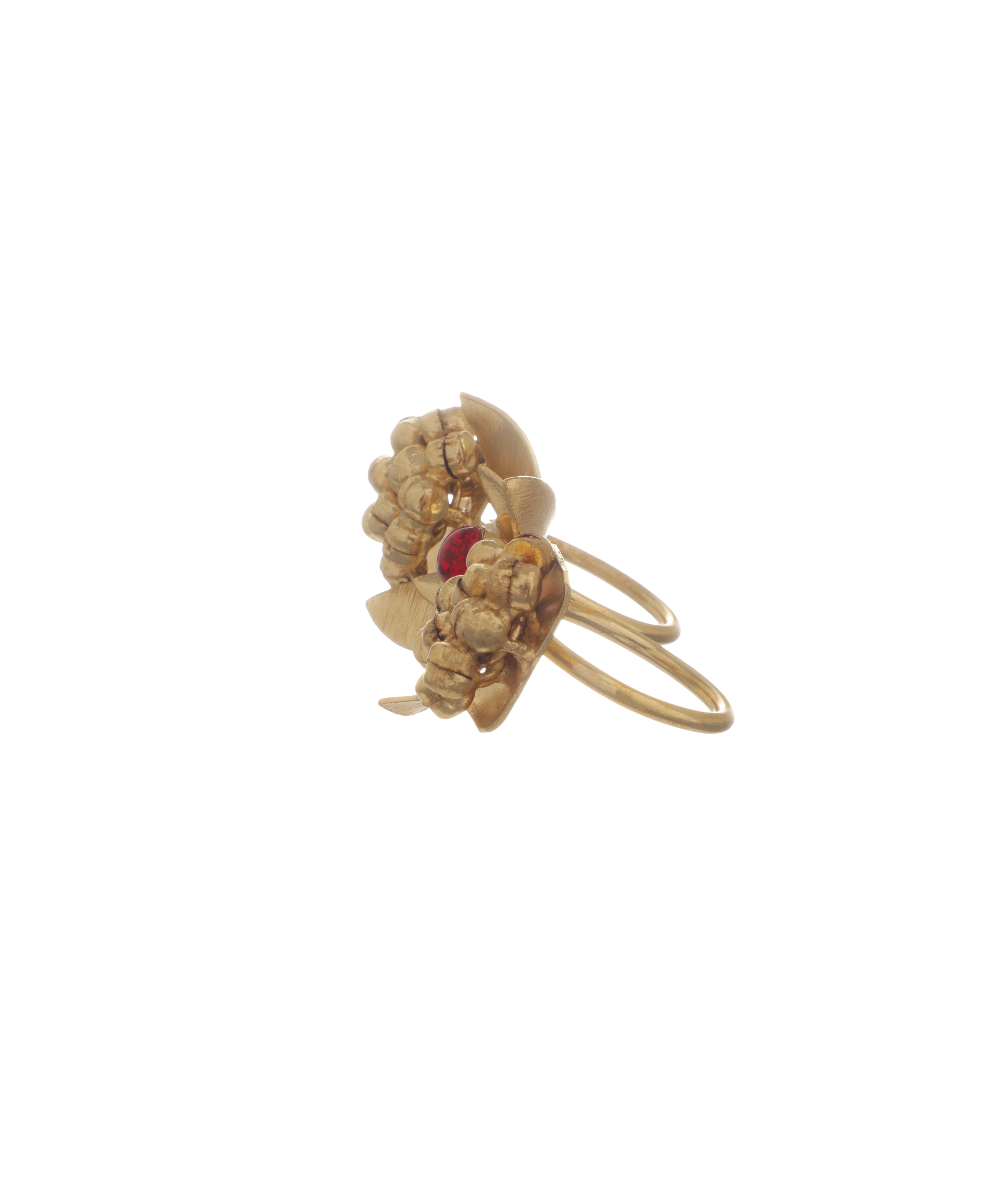 Ornate Floral Ethnic Double Finger Ring | Stylika
