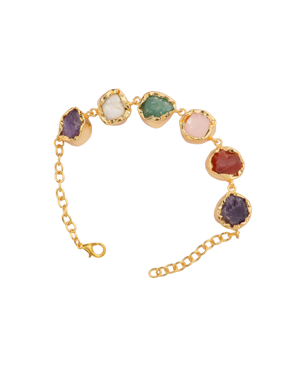 Multi Stone Uncut Rough Stone Chain Bracelet | Stylika