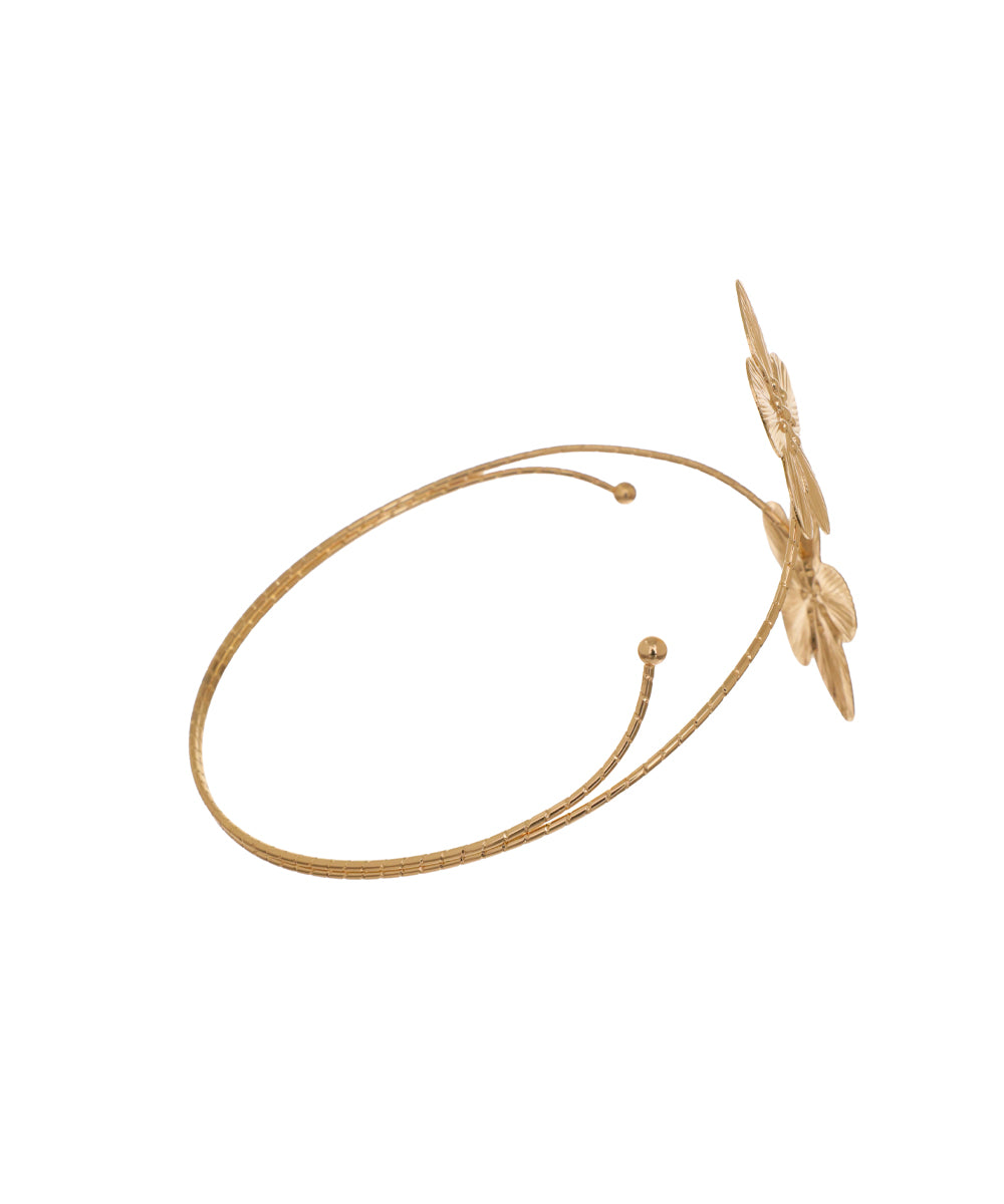 Nature-Inspired Sculpted Arm Cuff with Blossoms | Stylika