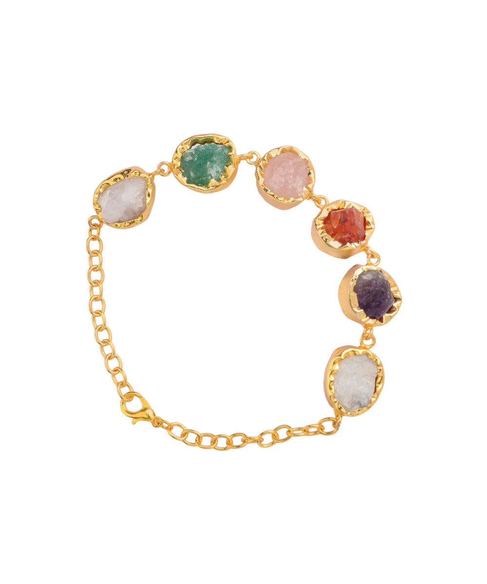 Multi Stone Uncut Rough Stone Chain Bracelet | Stylika