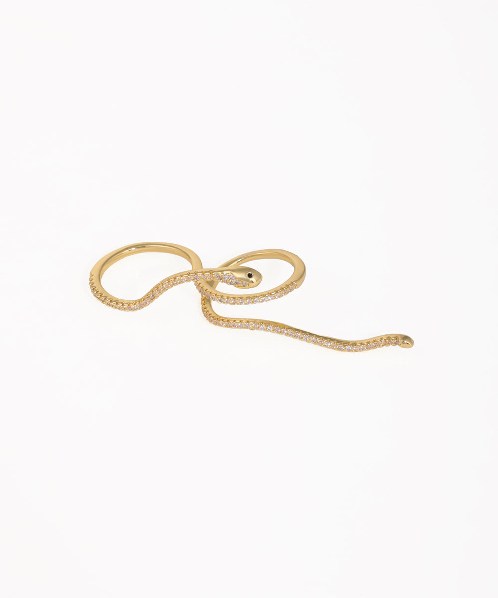 Elegant Serpent Wrap Statement Ring with Sparkle | Stylika