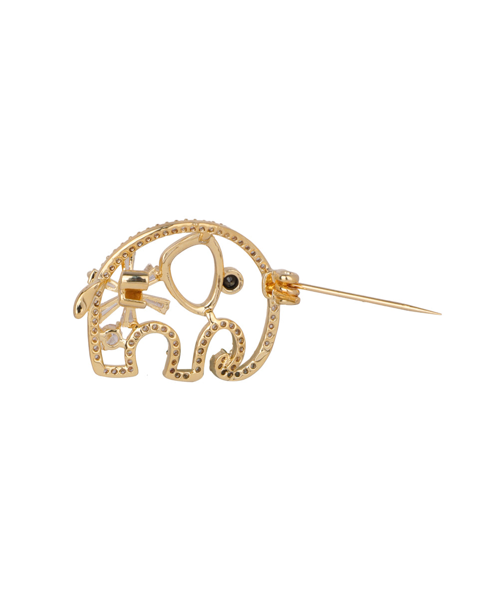 Elephant with Flower Brooch | Stylika