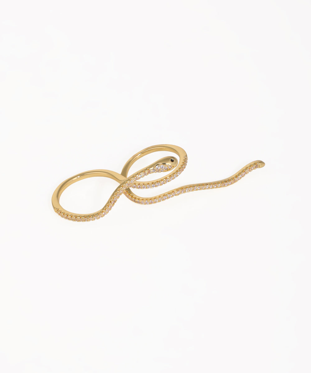 Elegant Serpent Wrap Statement Ring with Sparkle | Stylika