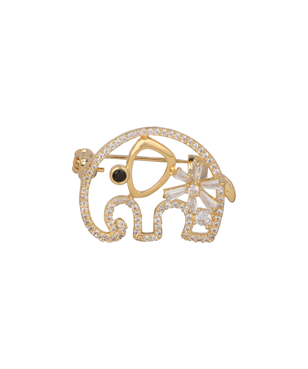 Elephant with Flower Brooch | Stylika
