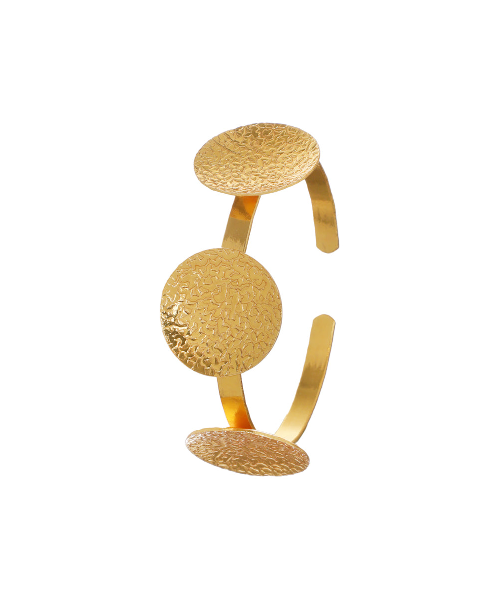 Hammered Disc Open Cuff Bangle Bracelet | Stylika
