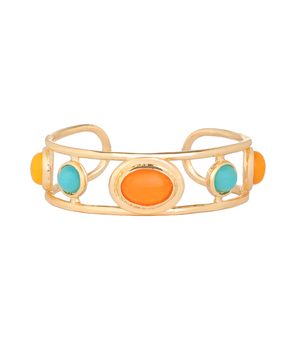 Oval Stone Openwork Cuff Bracelet | Stylika