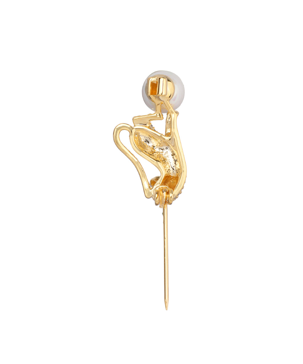 Leopard Motif Brooch with Faux Pearl Detail | Stylika