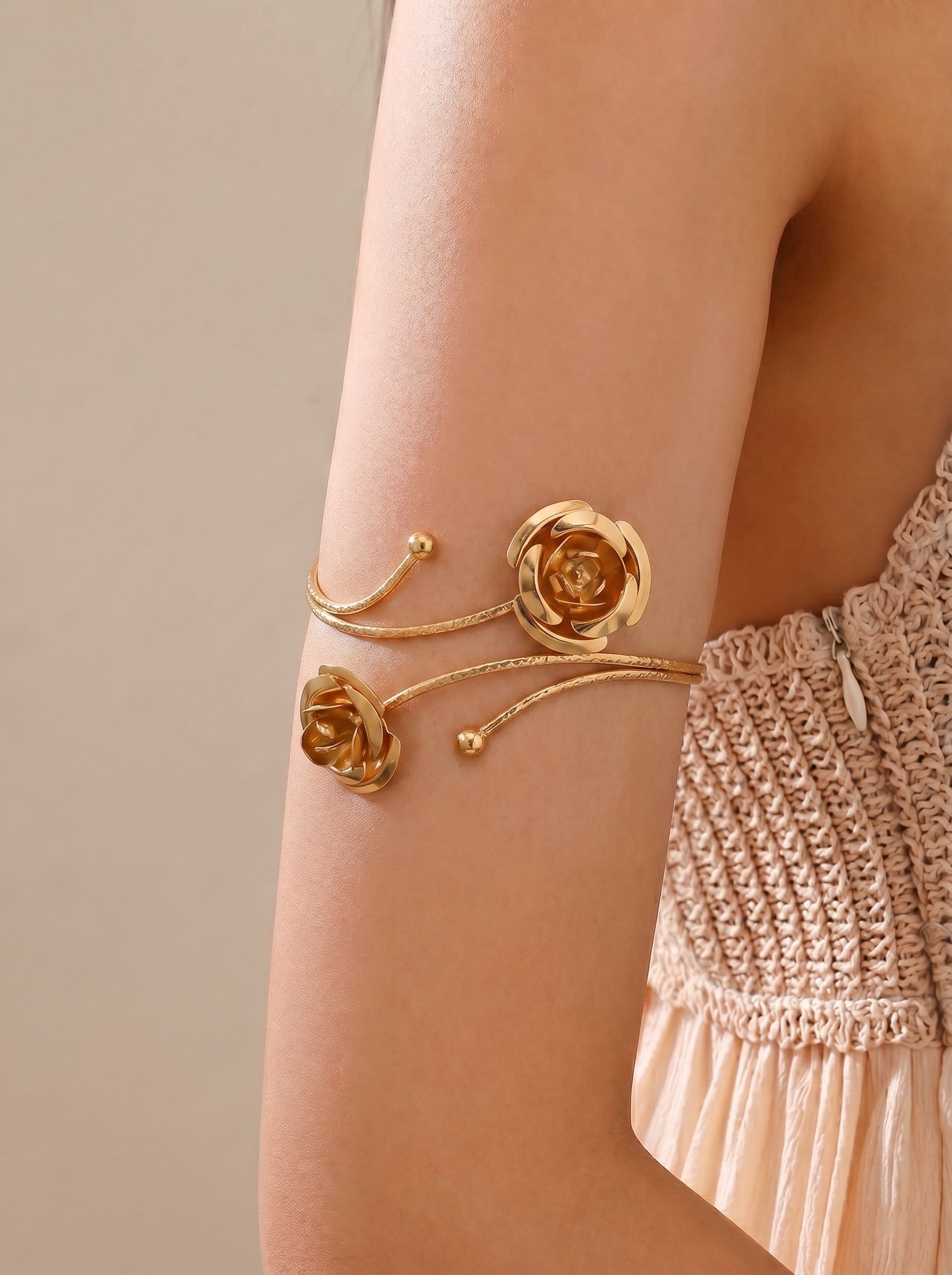 Artistic Rose Open Arm Cuff Statement Piece | Stylika