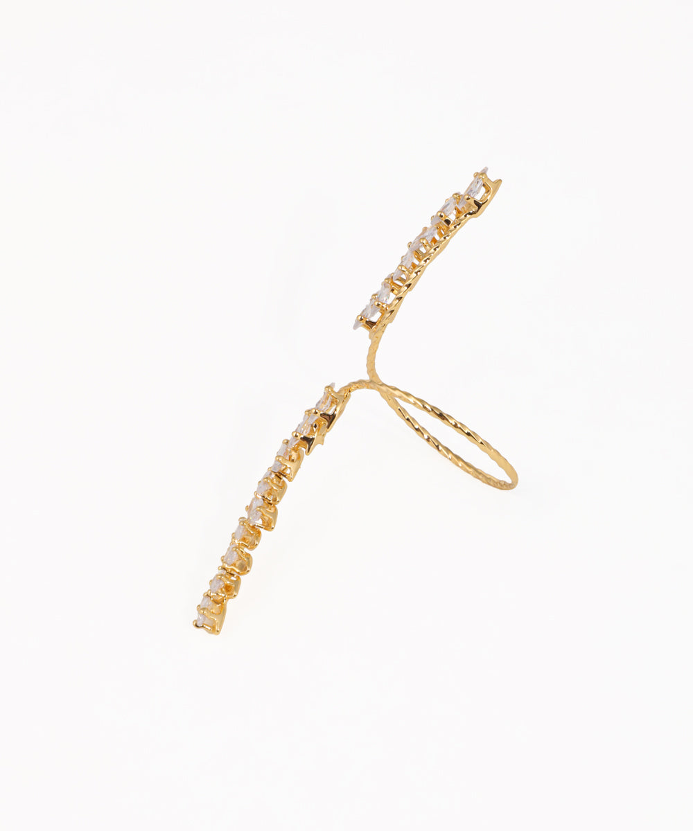 Statement Textured Band Marquise Stone Wrap Ring | Stylika