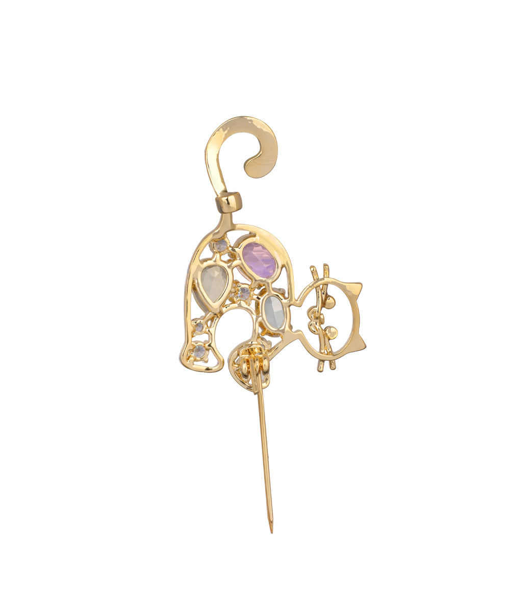 Cat Brooch with Multi-Colored Stones | Stylika