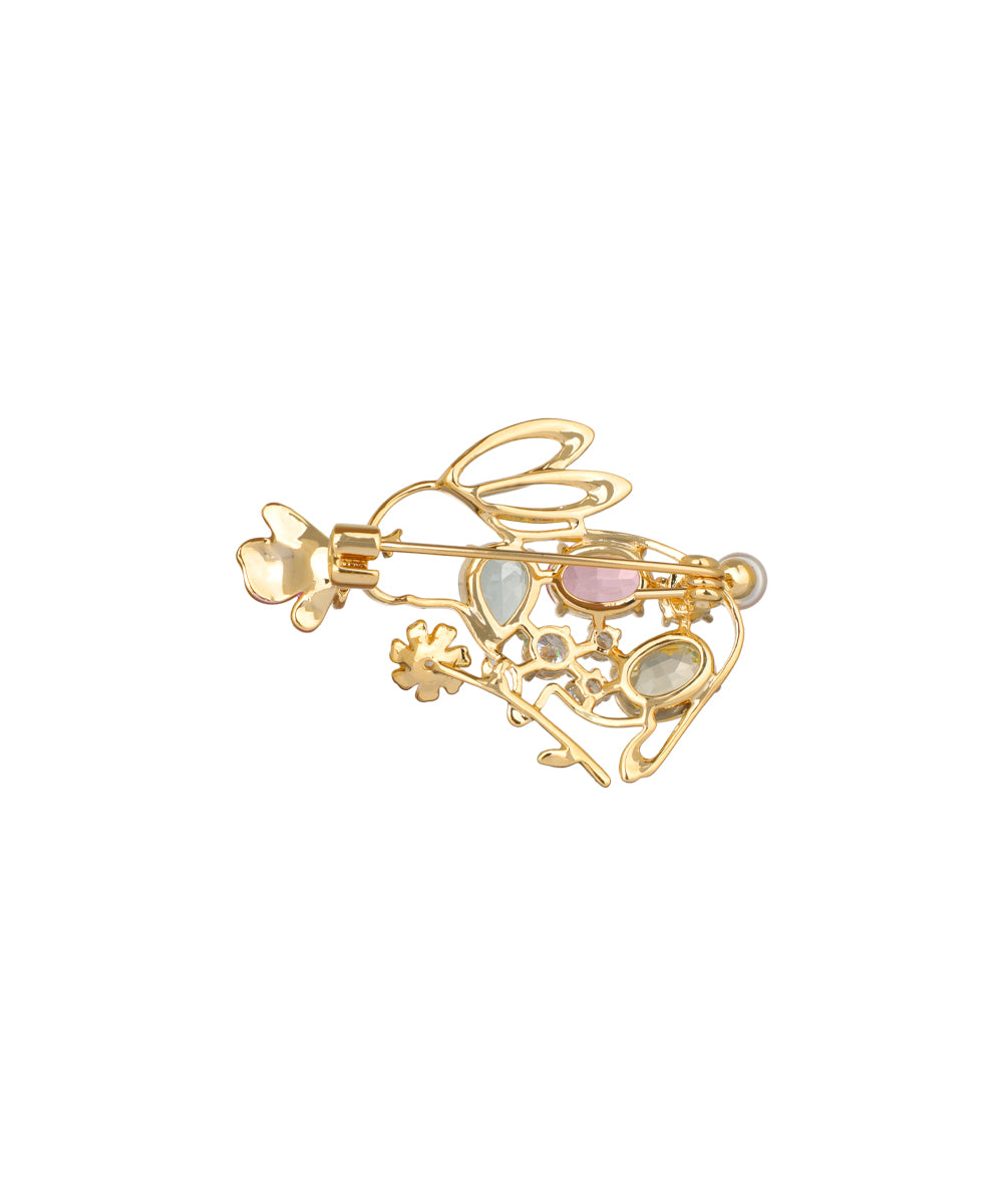 Bunny and Floral Motif Decorative Brooch | Stylika