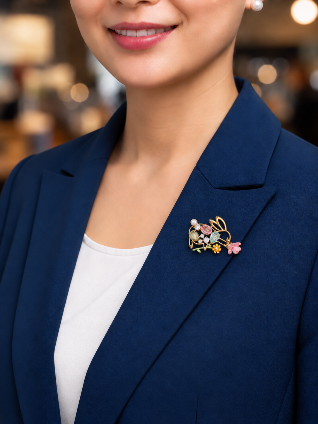 Bunny and Floral Motif Decorative Brooch | Stylika