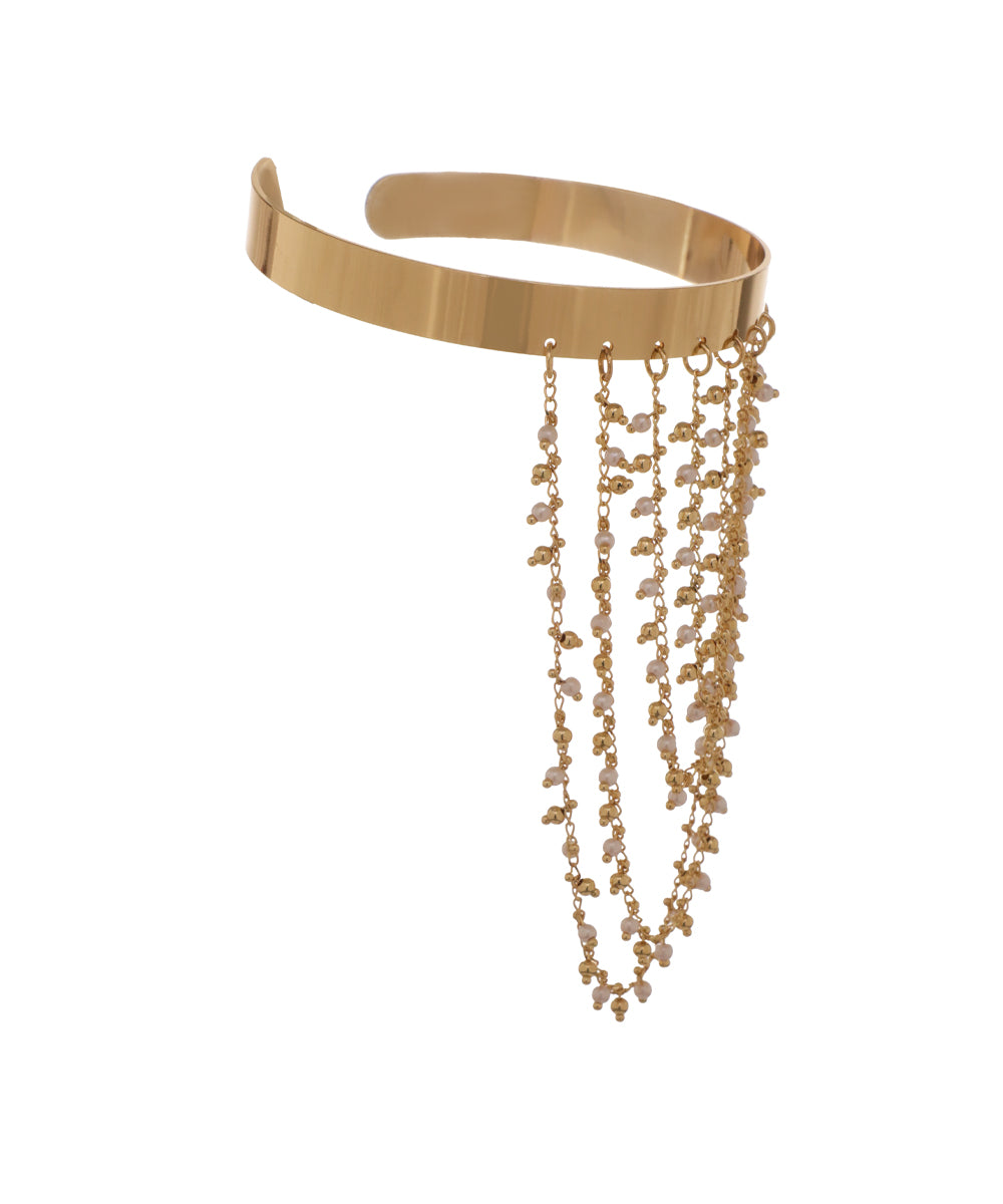Wide Band Cascading Chain Arm Cuff with Beads | Stylika