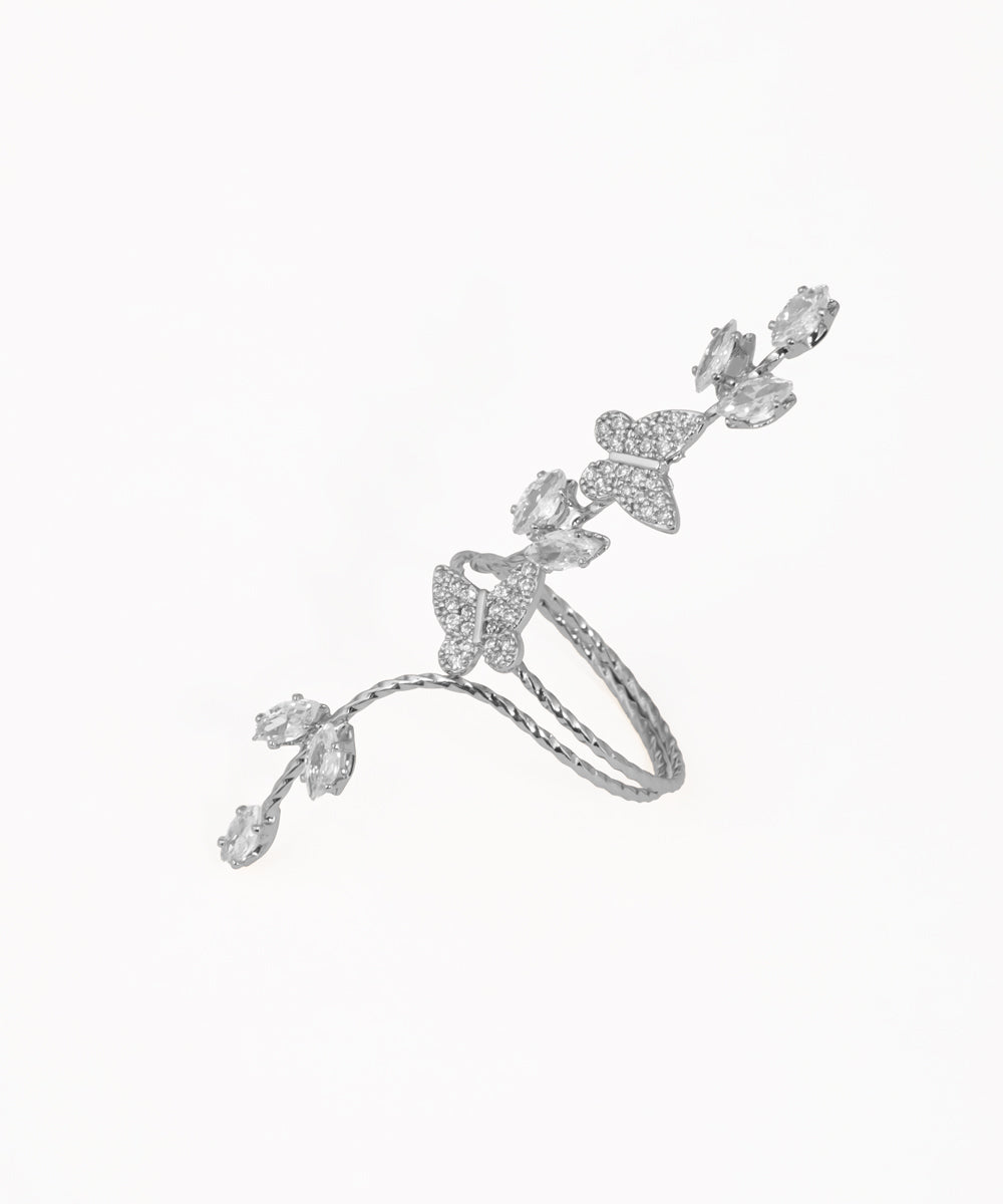 Sparkling Butterfly Vine Embellished Full-Finger Ring | Stylika