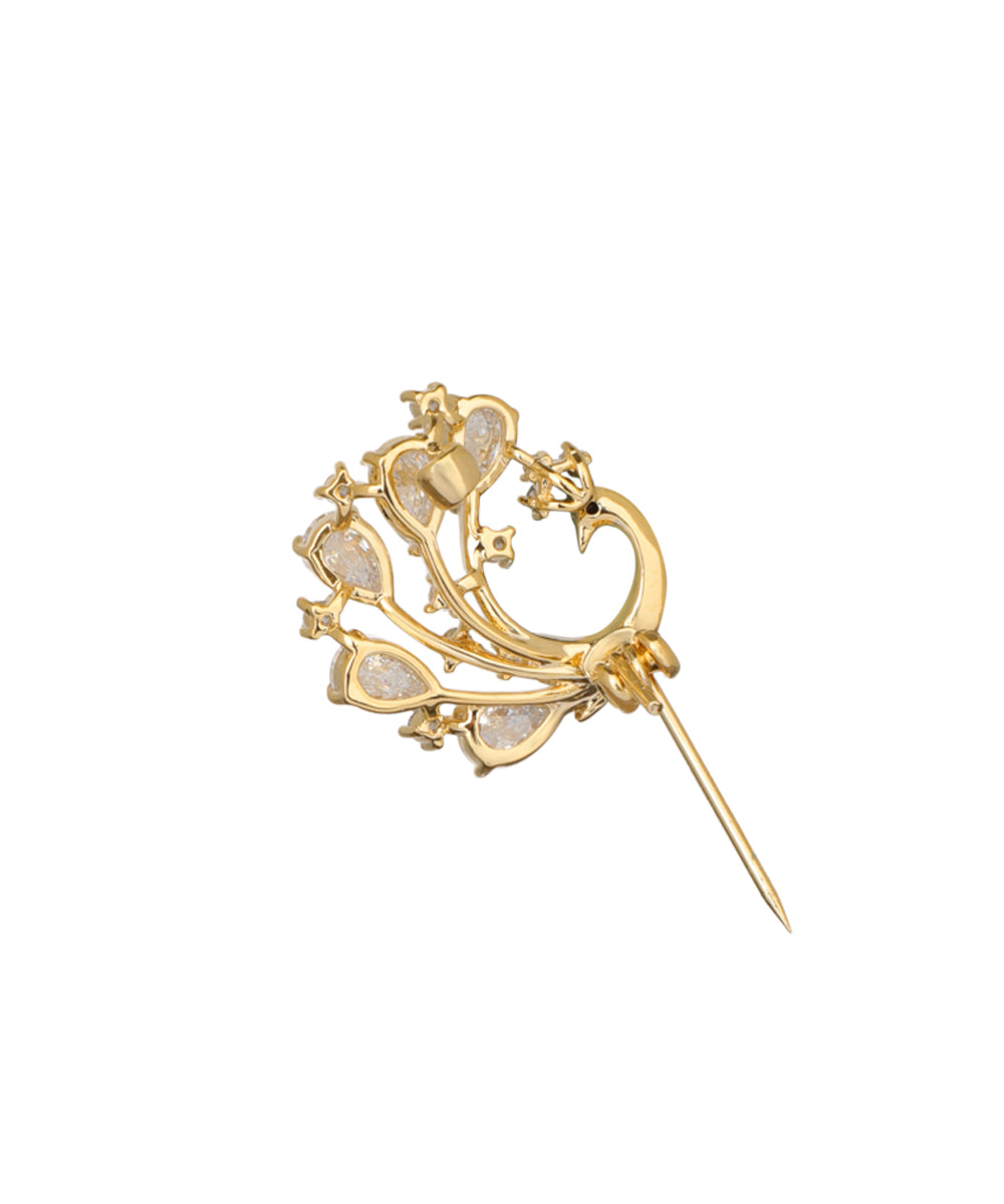 Elegant Peacock Brooch with Crystal-Style Accents | Stylika