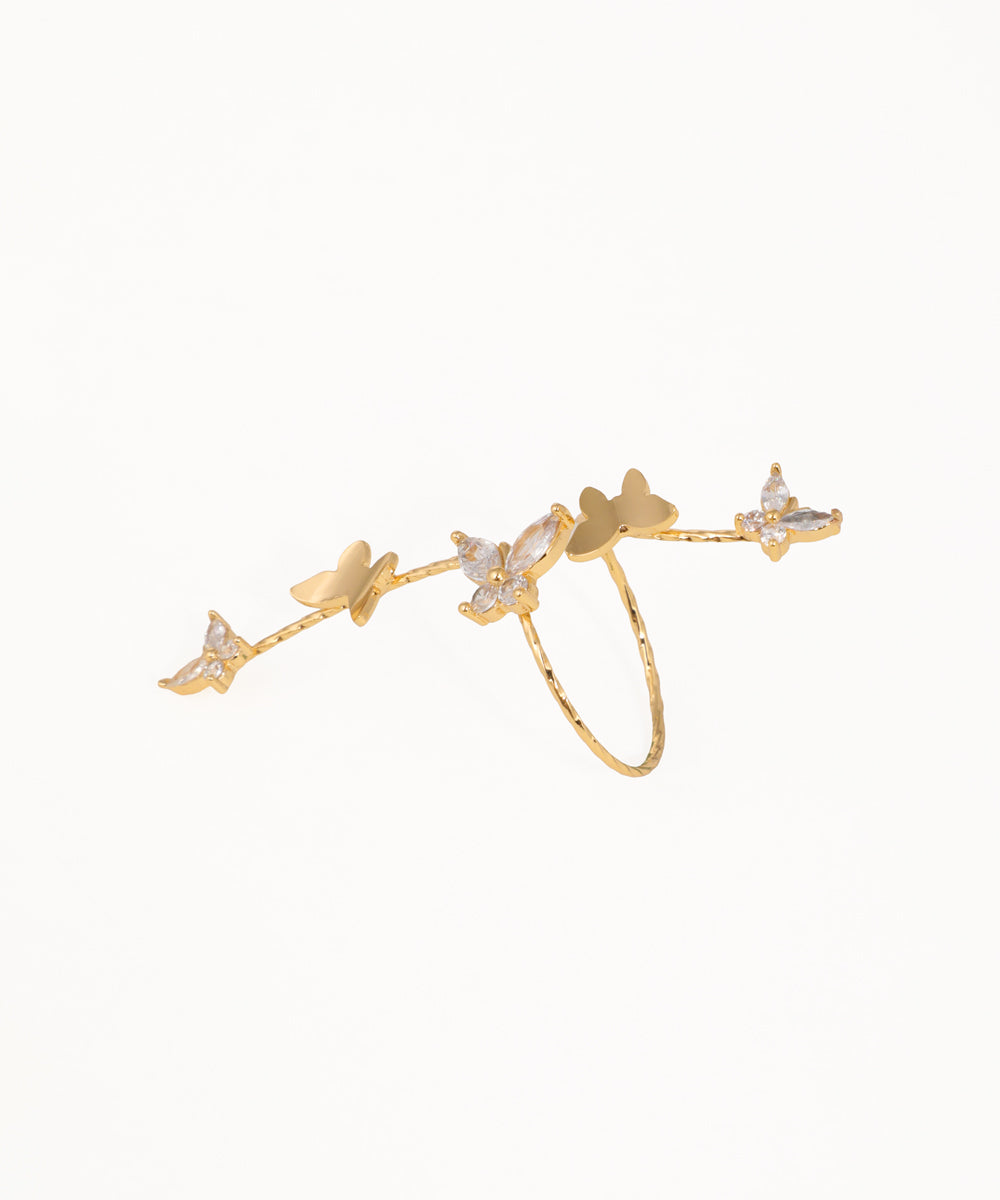 Winding Butterfly Motif Embellished Finger Ring | Stylika