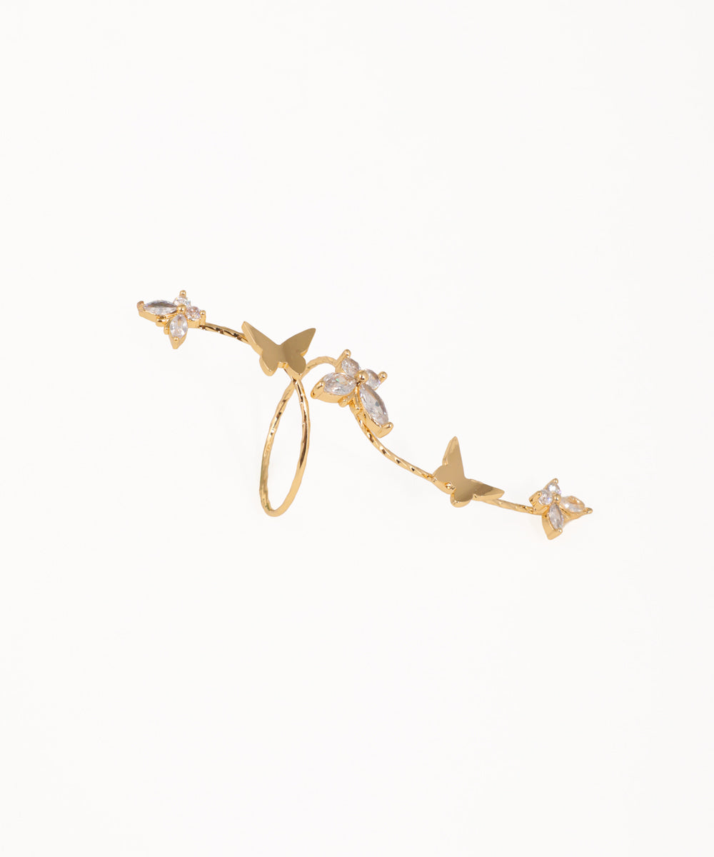 Winding Butterfly Motif Embellished Finger Ring | Stylika