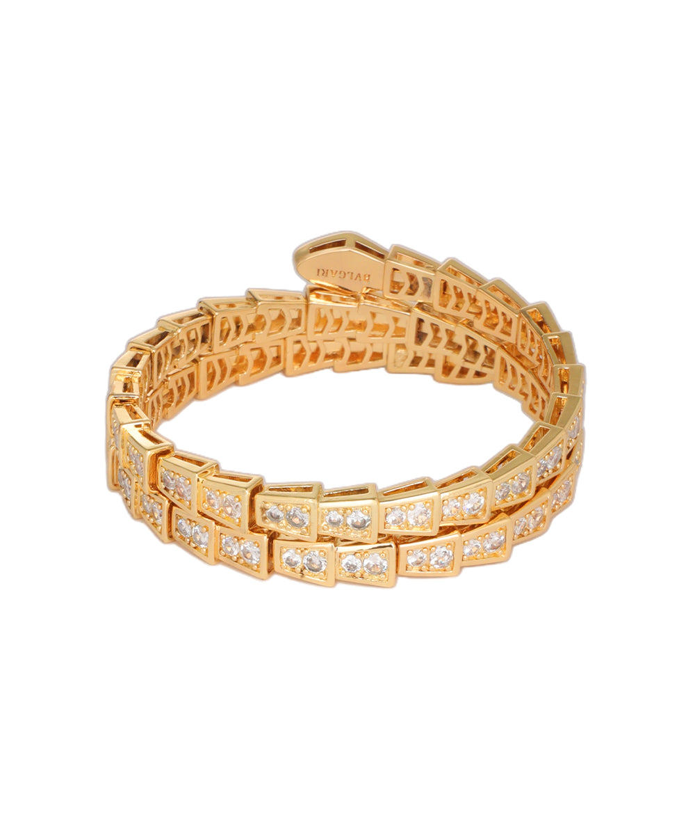Double Coil Crystal Snake Bangle Bracelet | Stylika