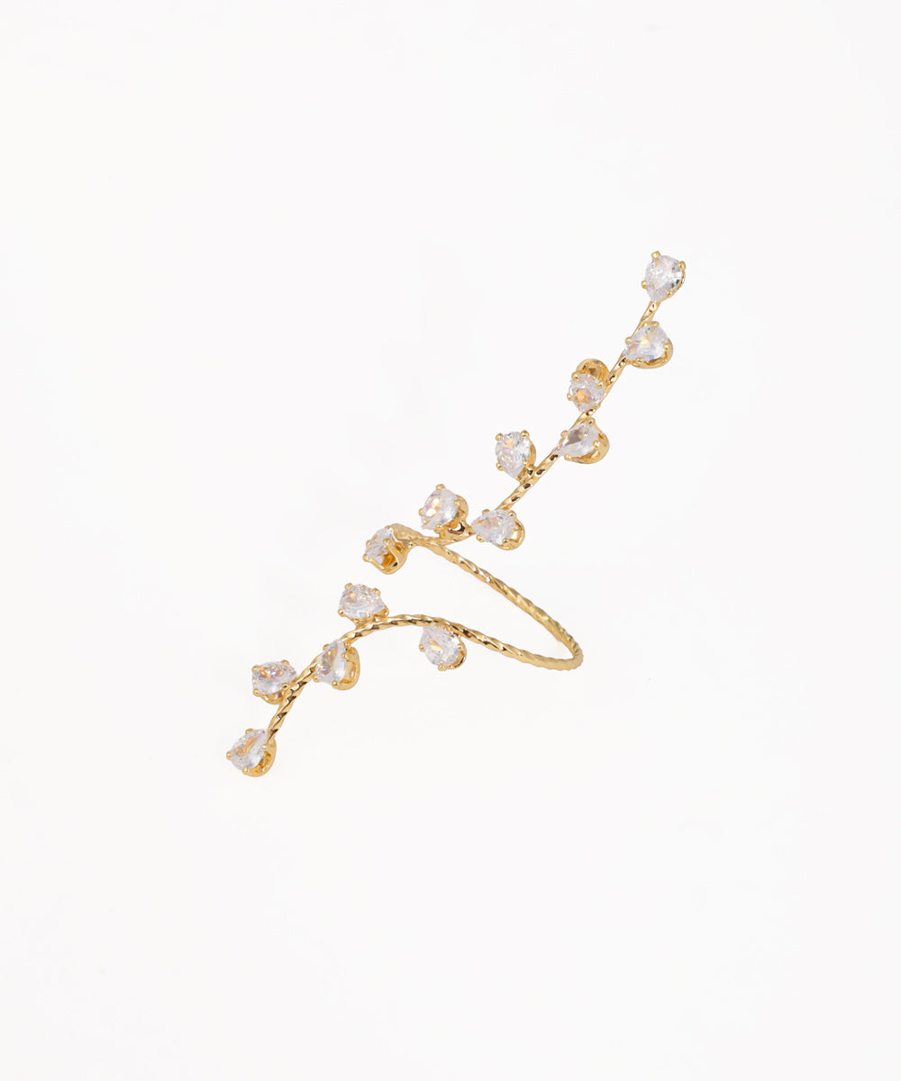 Artisan-Crafted Sparkling Vine Wrap Statement Ring | Stylika