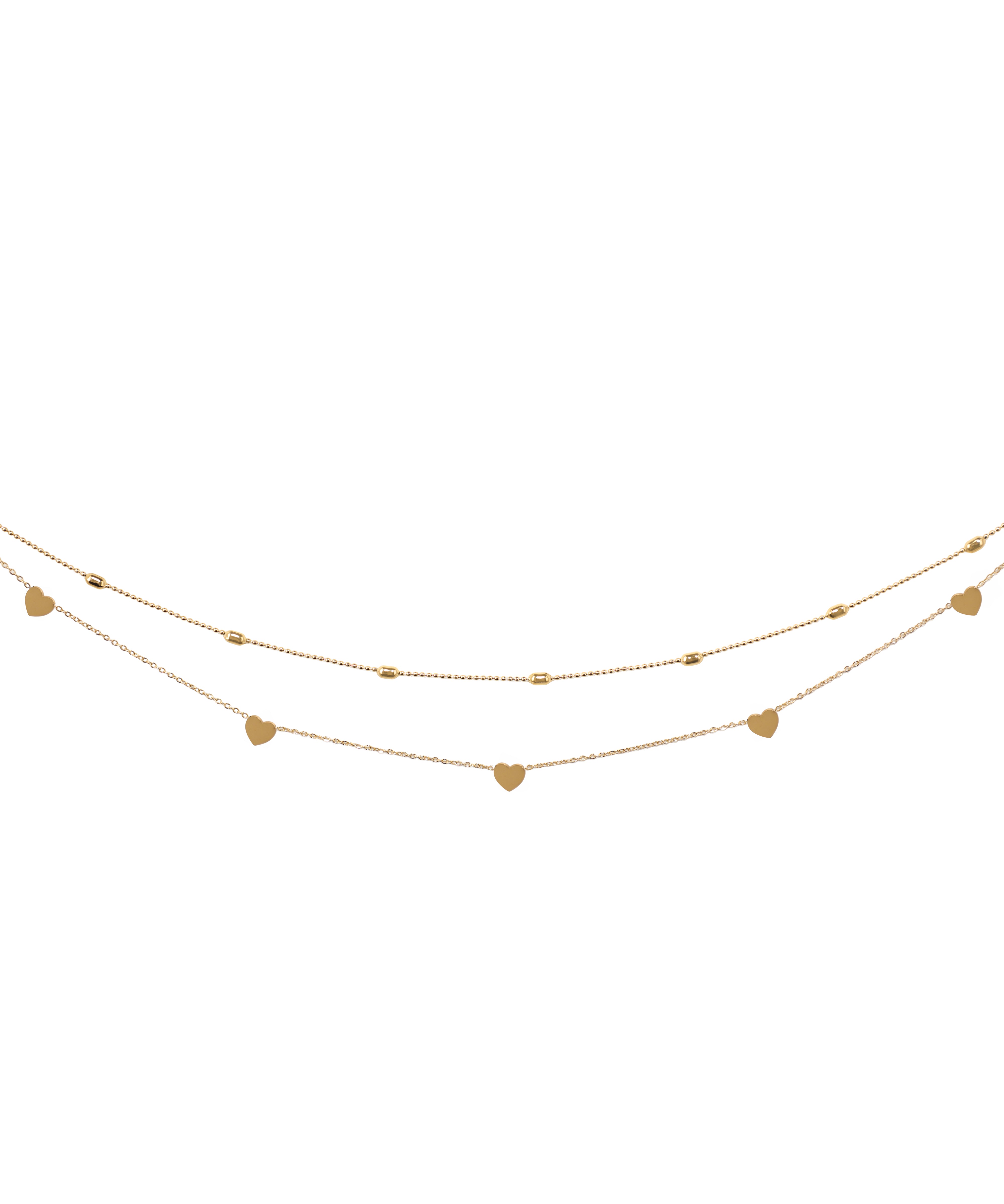 Delicate Layered Heart Charm & Bead Waist Chain | Stylika