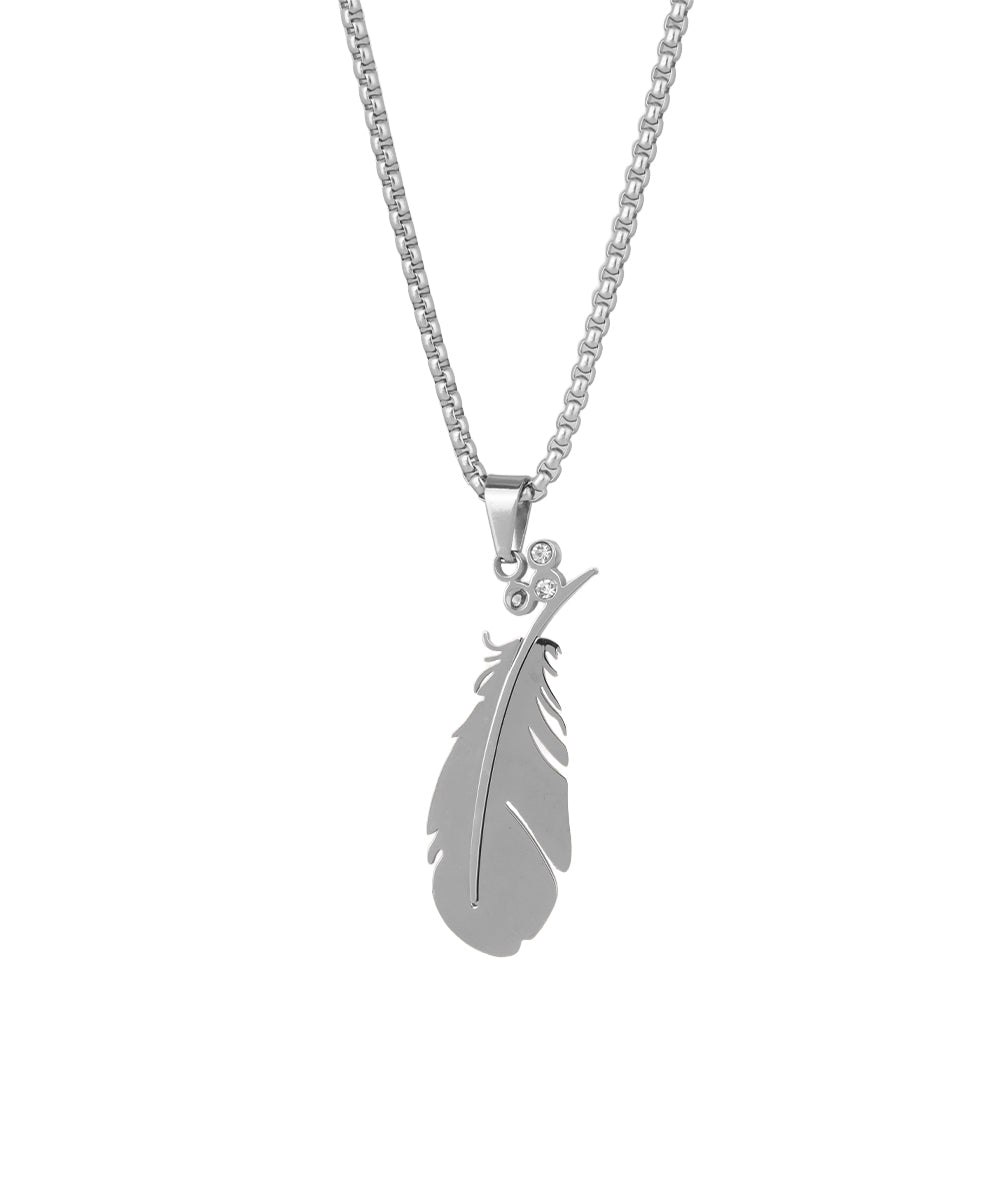 Split Feather Pendant Necklace | Stylika