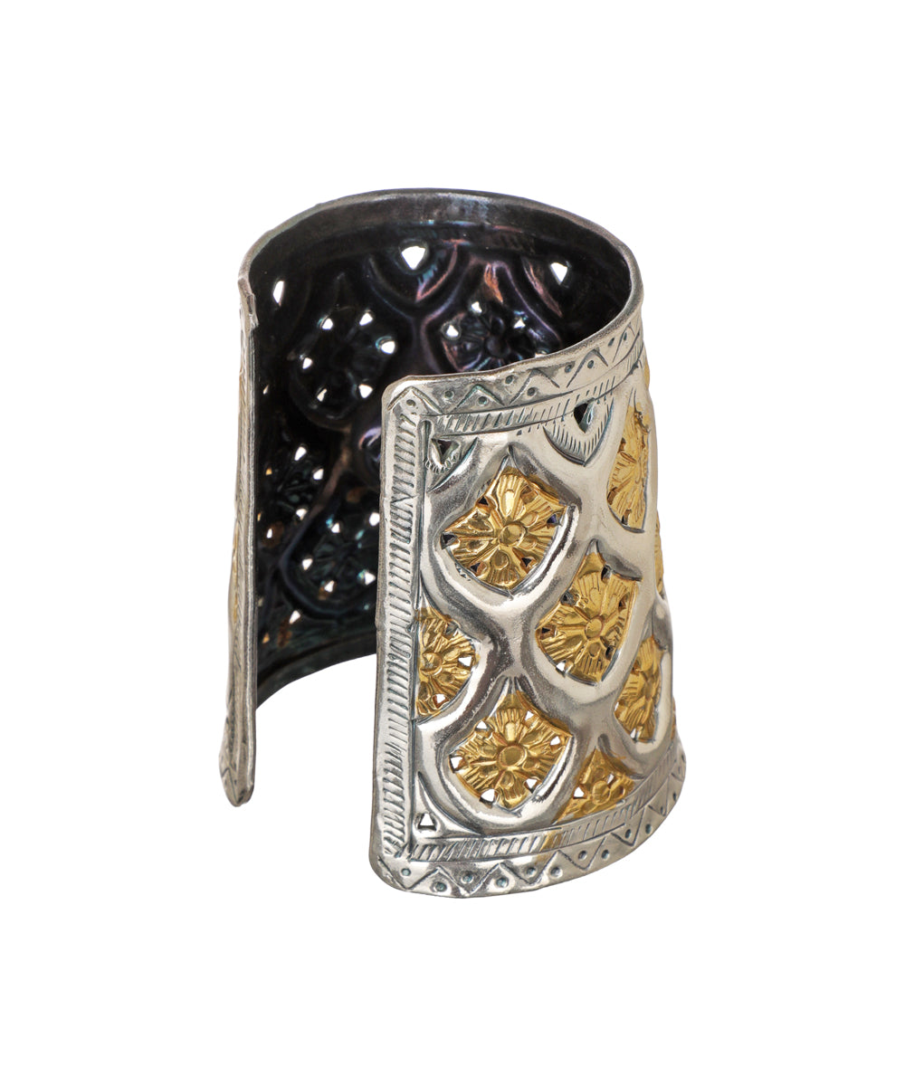 Floral Cutwork Oxidised Cuff Bracelet | Stylika