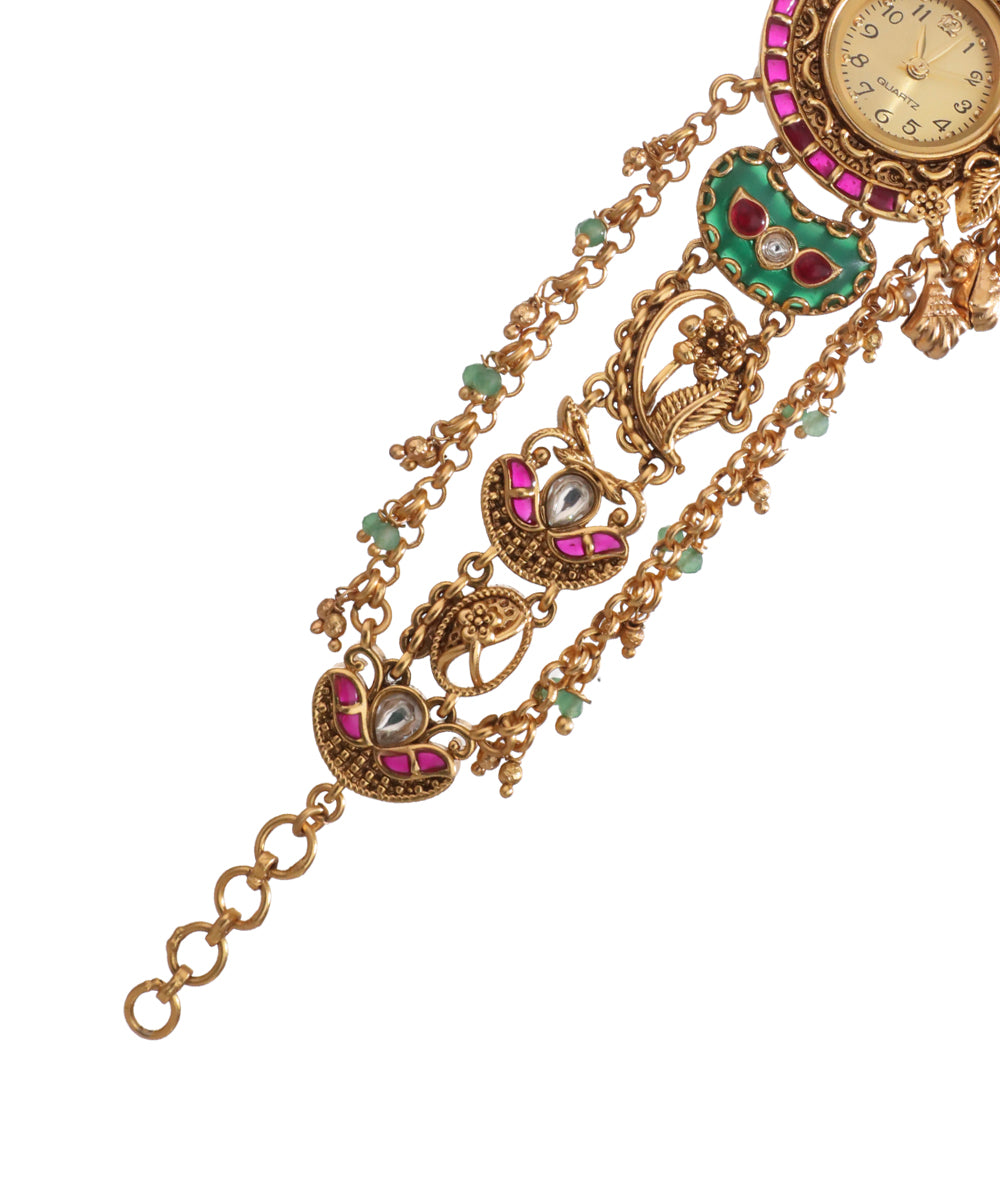 Intricate Enamel Heritage Bracelet Watch (Mint) | Stylika
