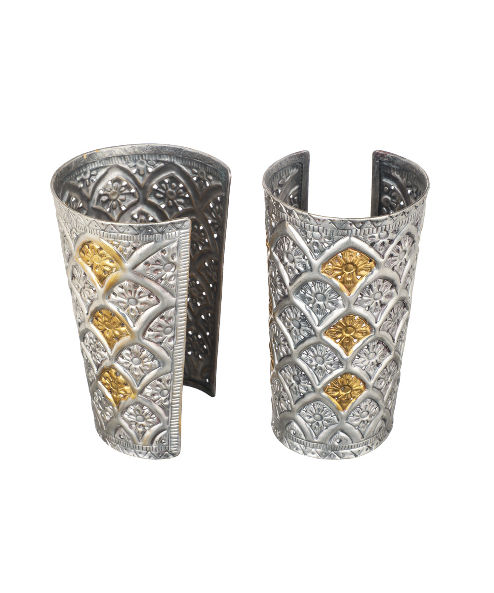 Ox Cuff Bracelet with alternating floral cutwork detail