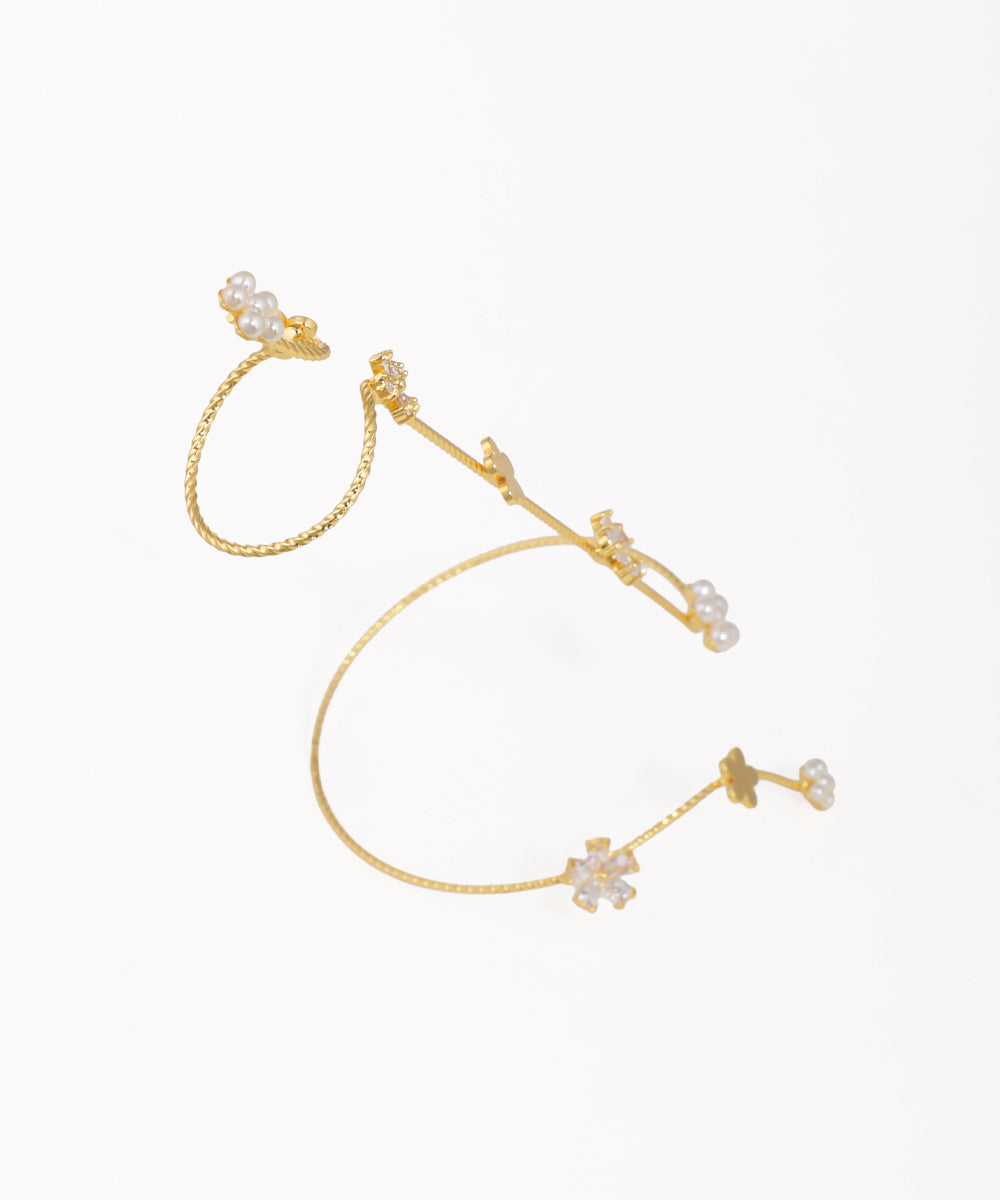 Interconnected Floral Charm Hand Cuffs for Women | Stylika
