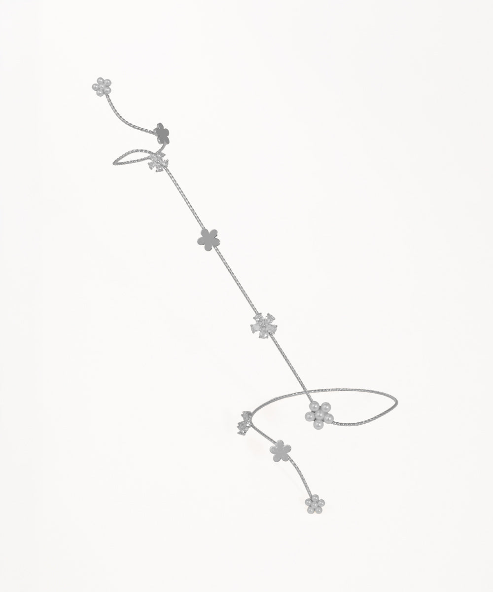 Interconnected Floral Charm Hand Cuffs for Women | Stylika