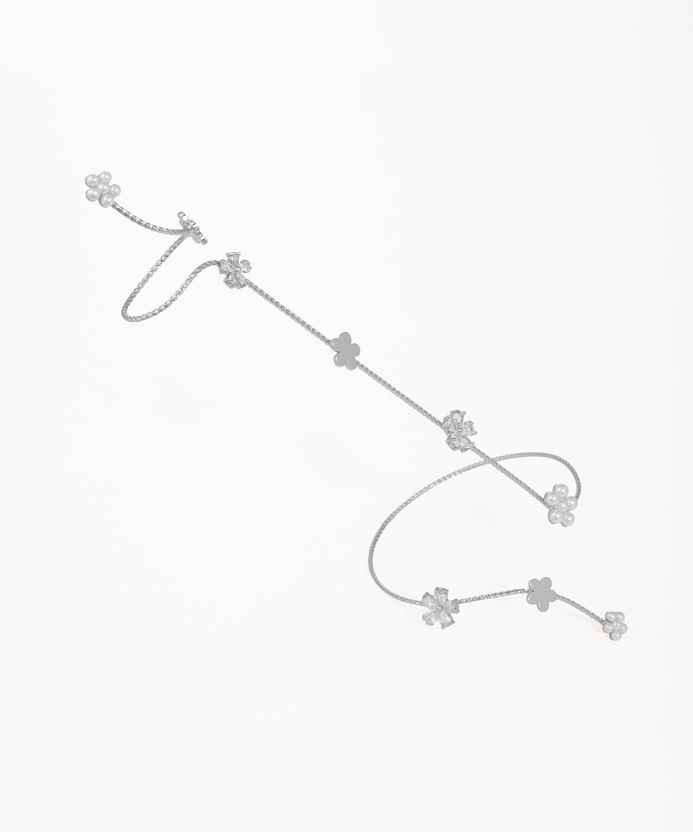 Interconnected Floral Charm Hand Cuffs for Women | Stylika