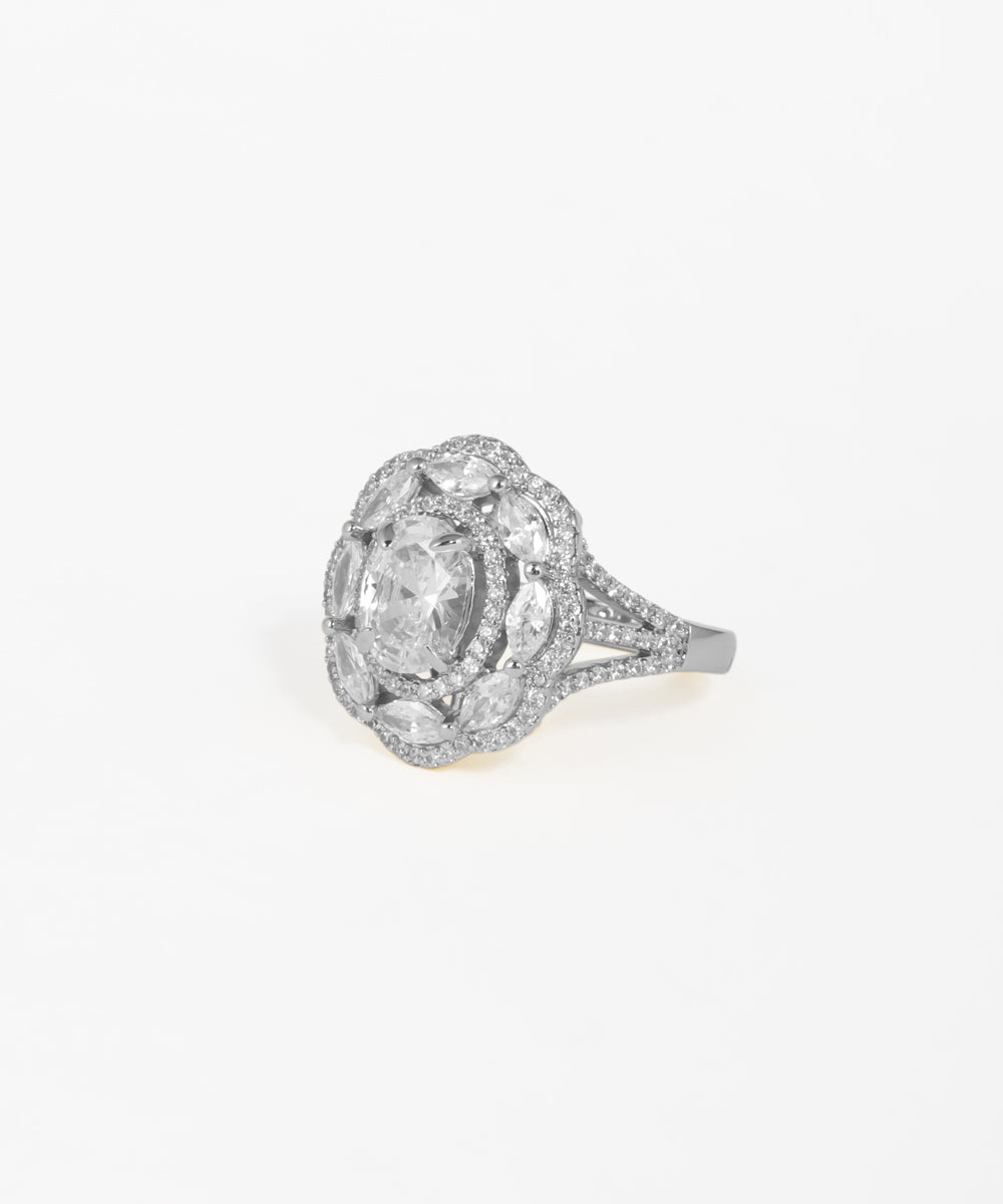 Marquise Halo Cluster Statement Ring | Stylika