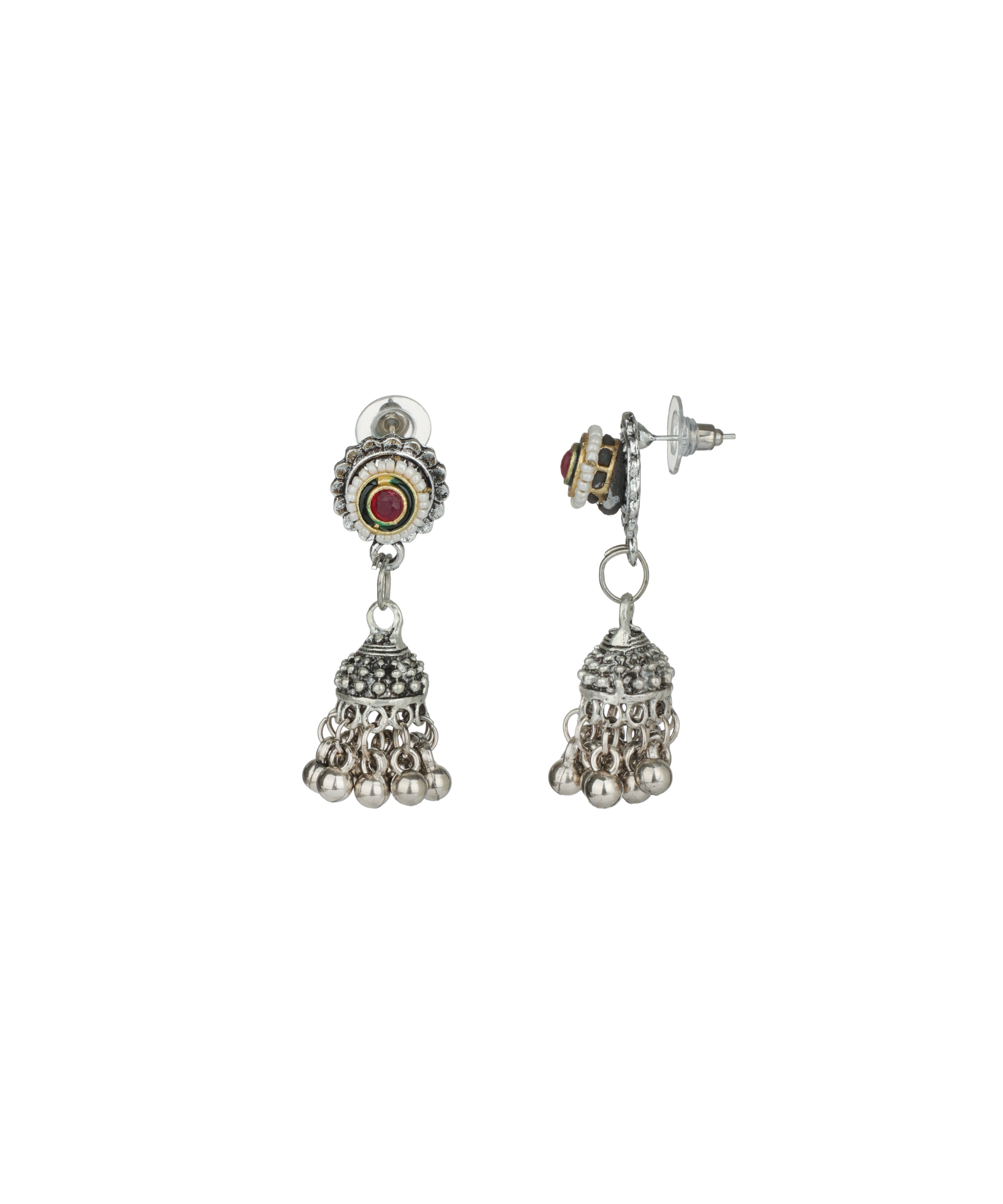 Floral Medallion Oxidised Pendant Necklace Set | Stylika