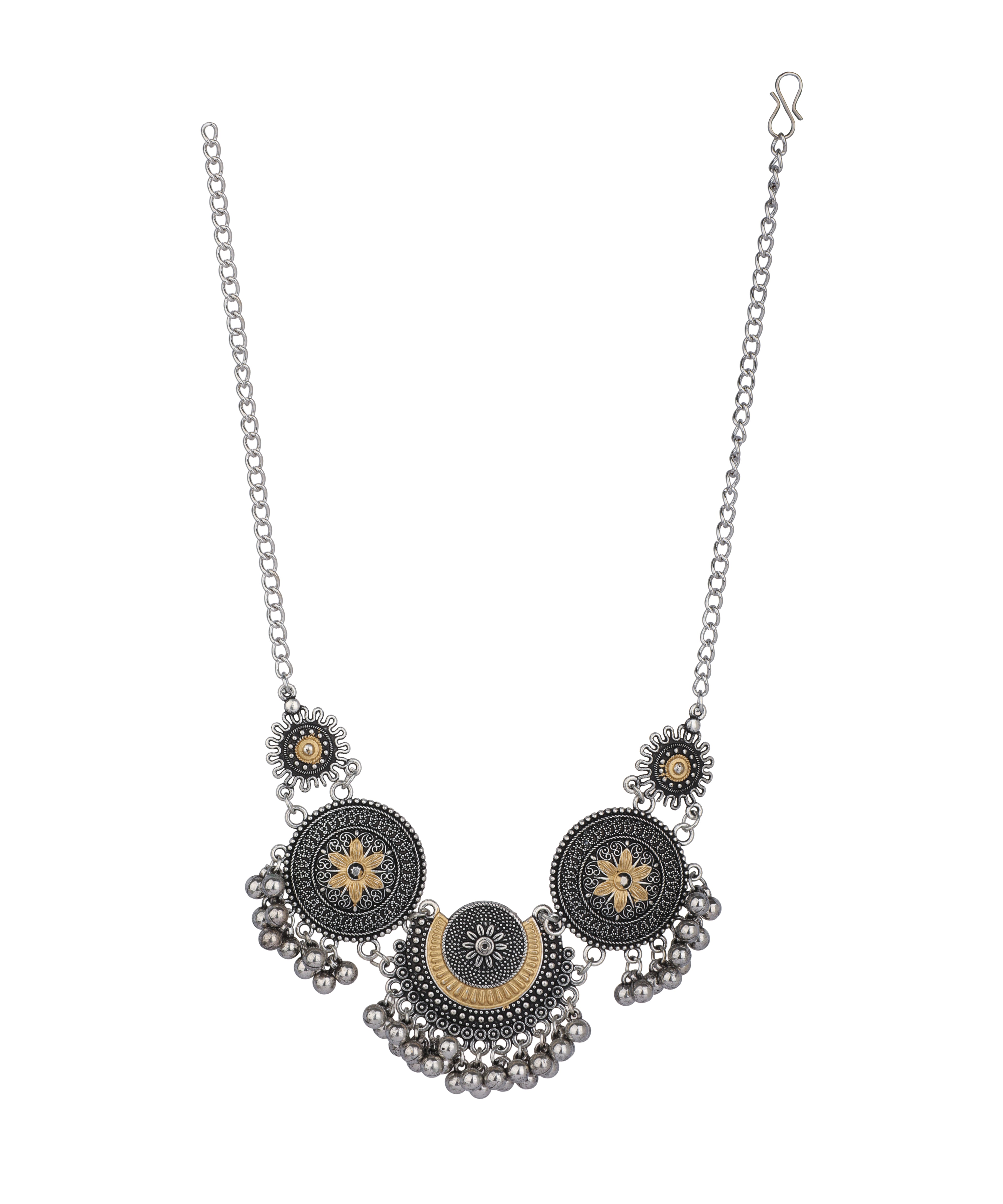 Mandala Disc Oxidised Necklace Set | Stylika