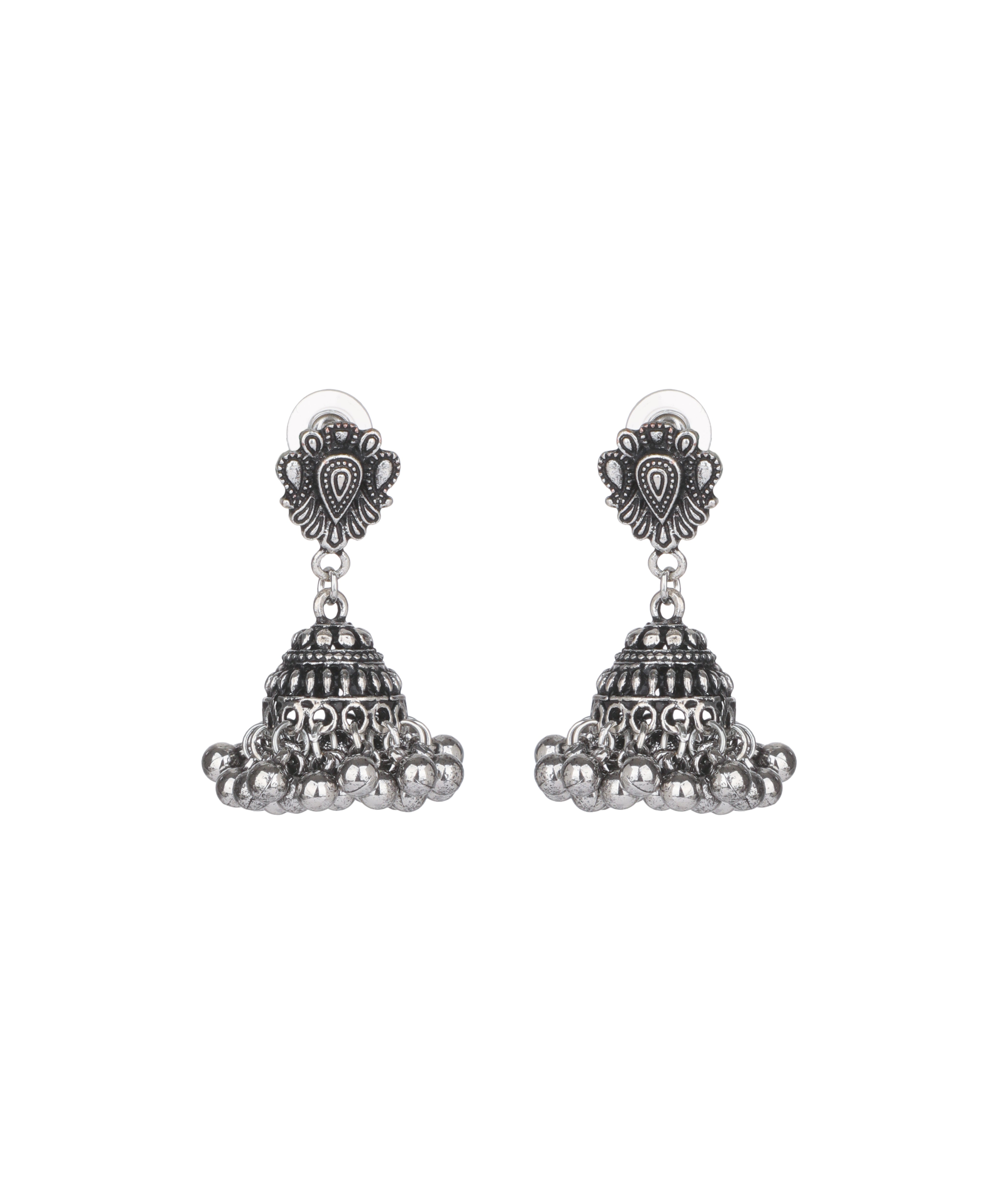 Crescent Jhumki Oxidised Necklace Set | Stylika
